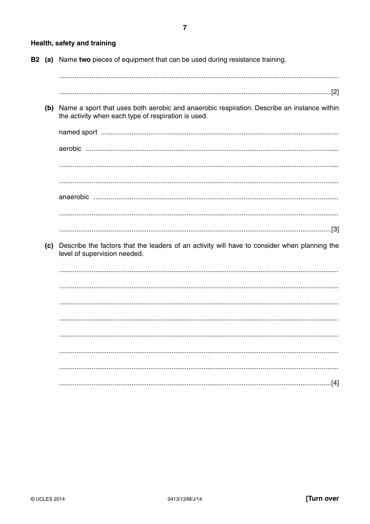 Cambridge IGCSE Physical Education 0413 2014 May/June Paper 1 · Variant 3 question paper, page 7 of 12