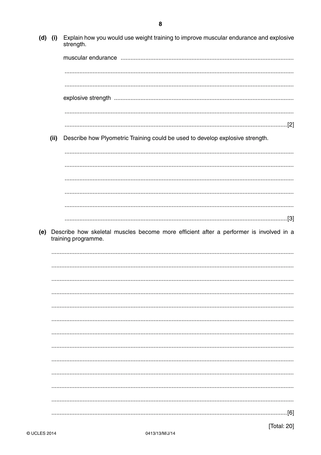 Cambridge IGCSE Physical Education 0413 2014 May/June Paper 1 · Variant 3 question paper, page 8 of 12
