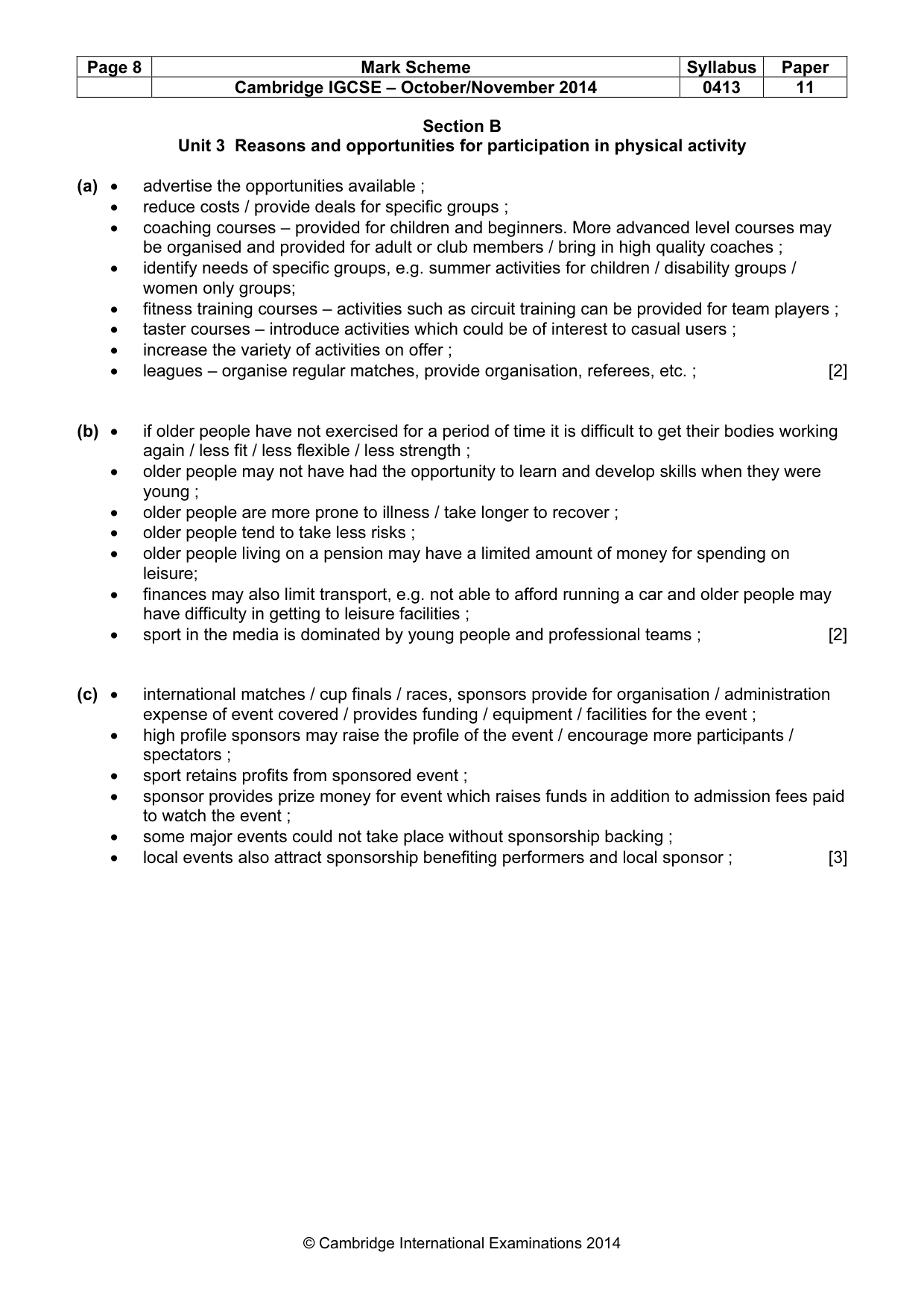 Mark scheme, page 8 of 9