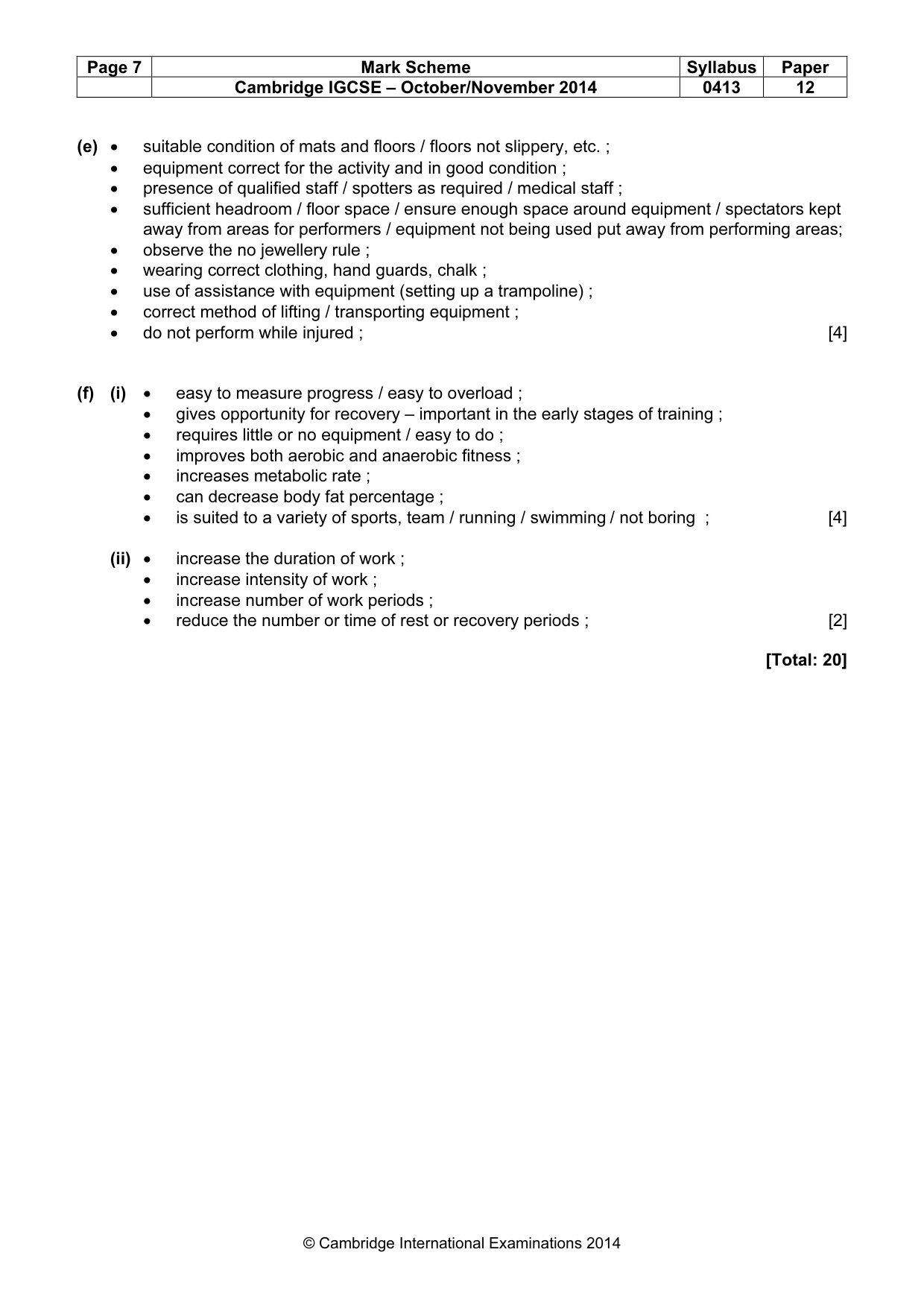 Mark scheme, page 7 of 9