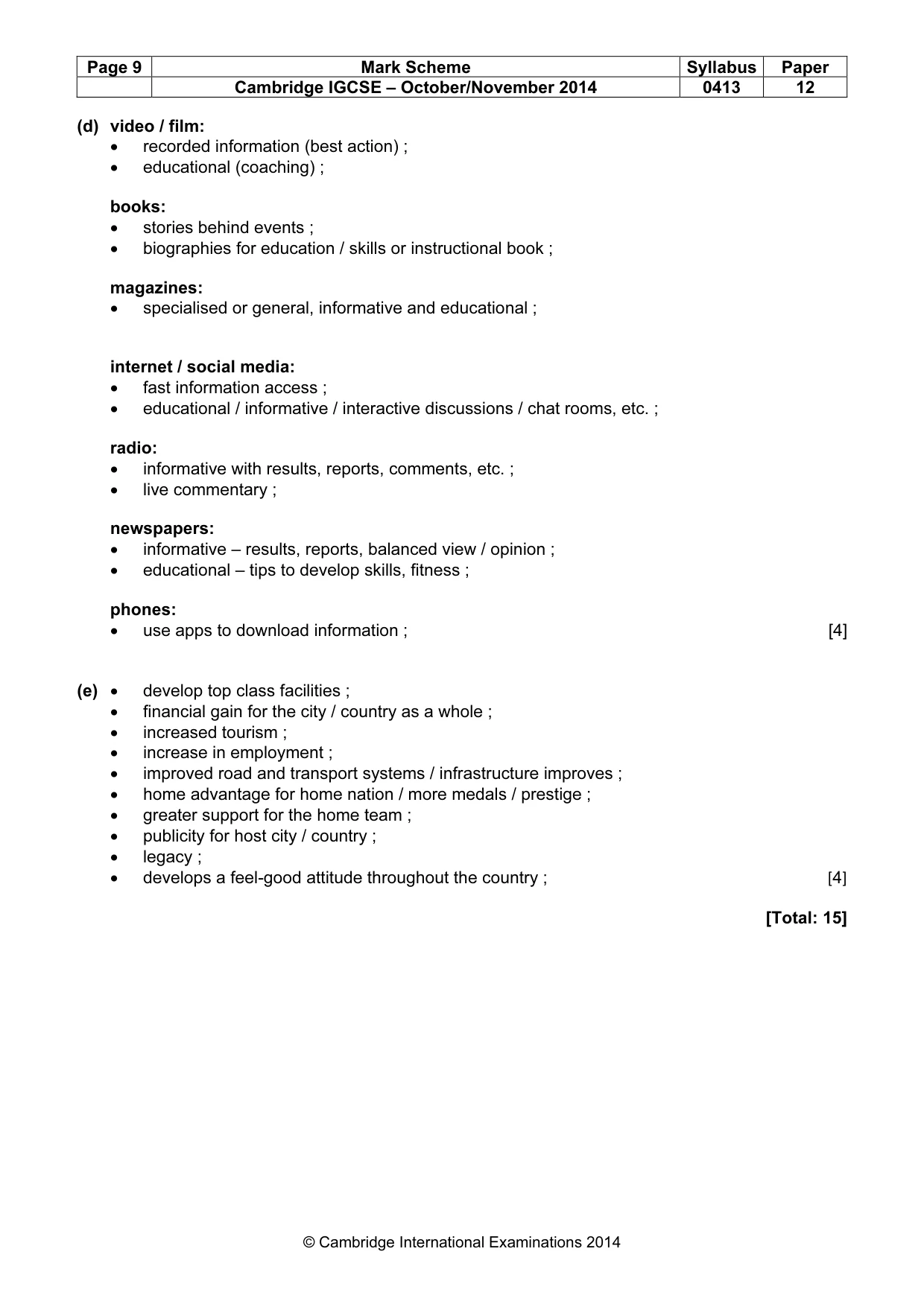 Mark scheme, page 9 of 9