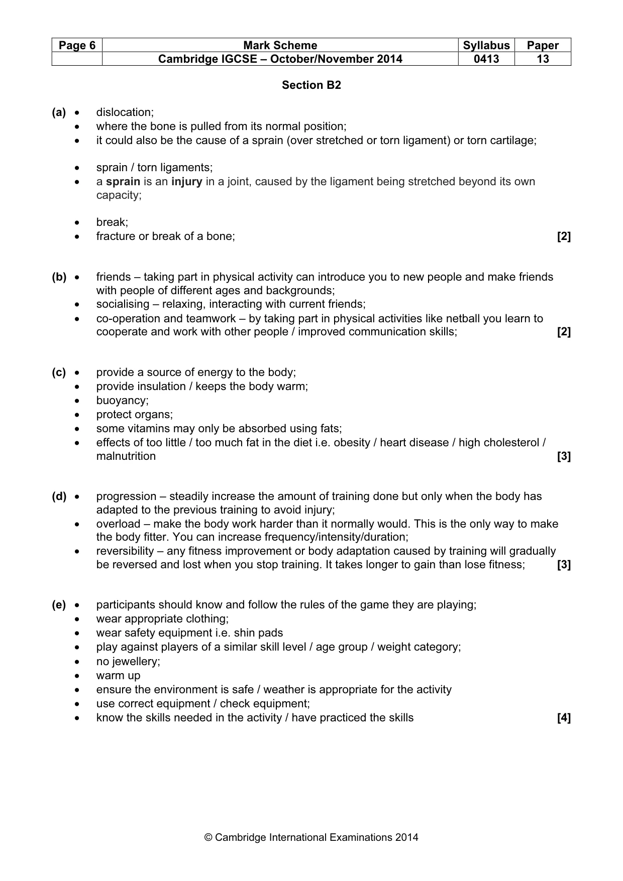 Mark scheme, page 6 of 8