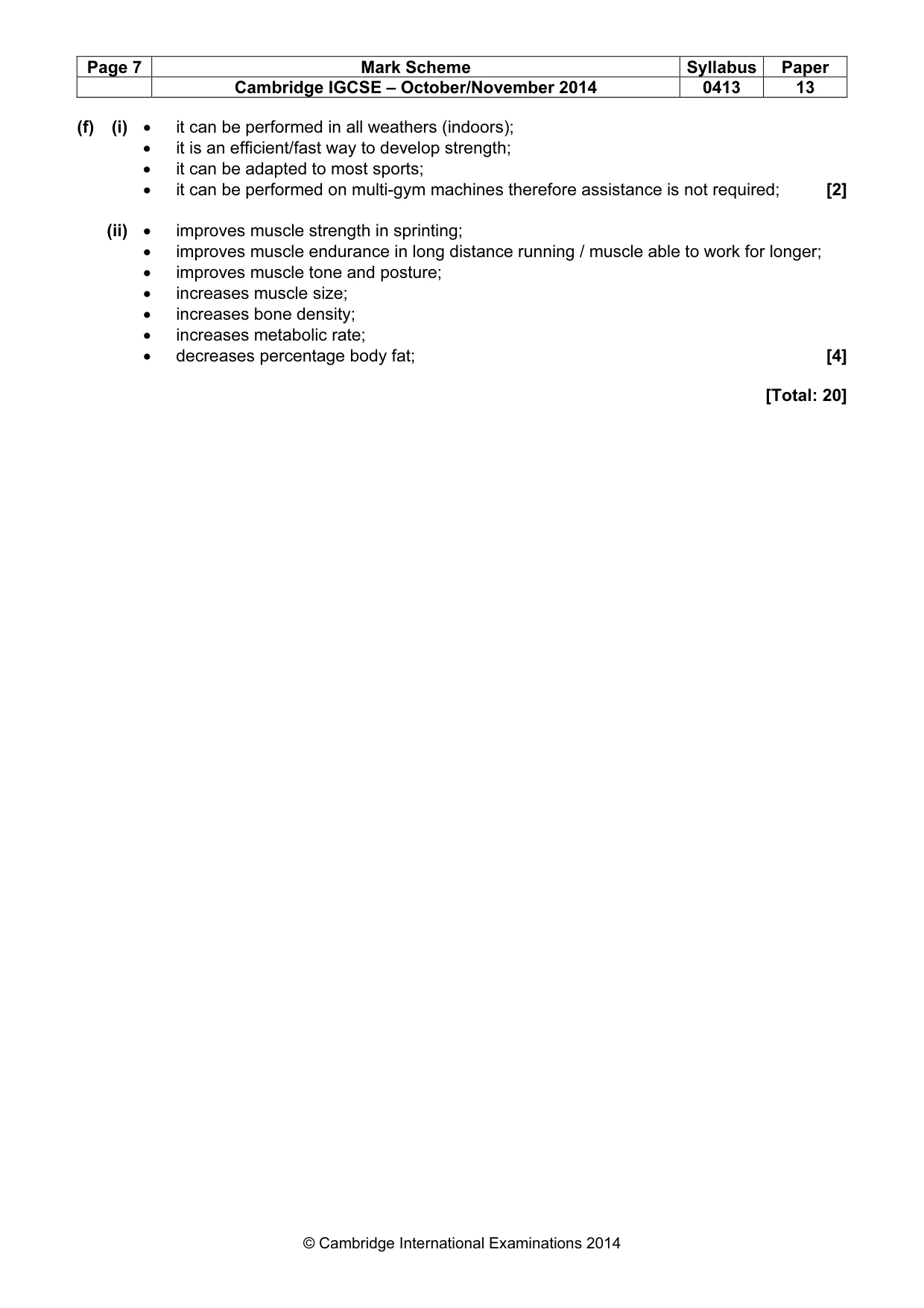 Mark scheme, page 7 of 8