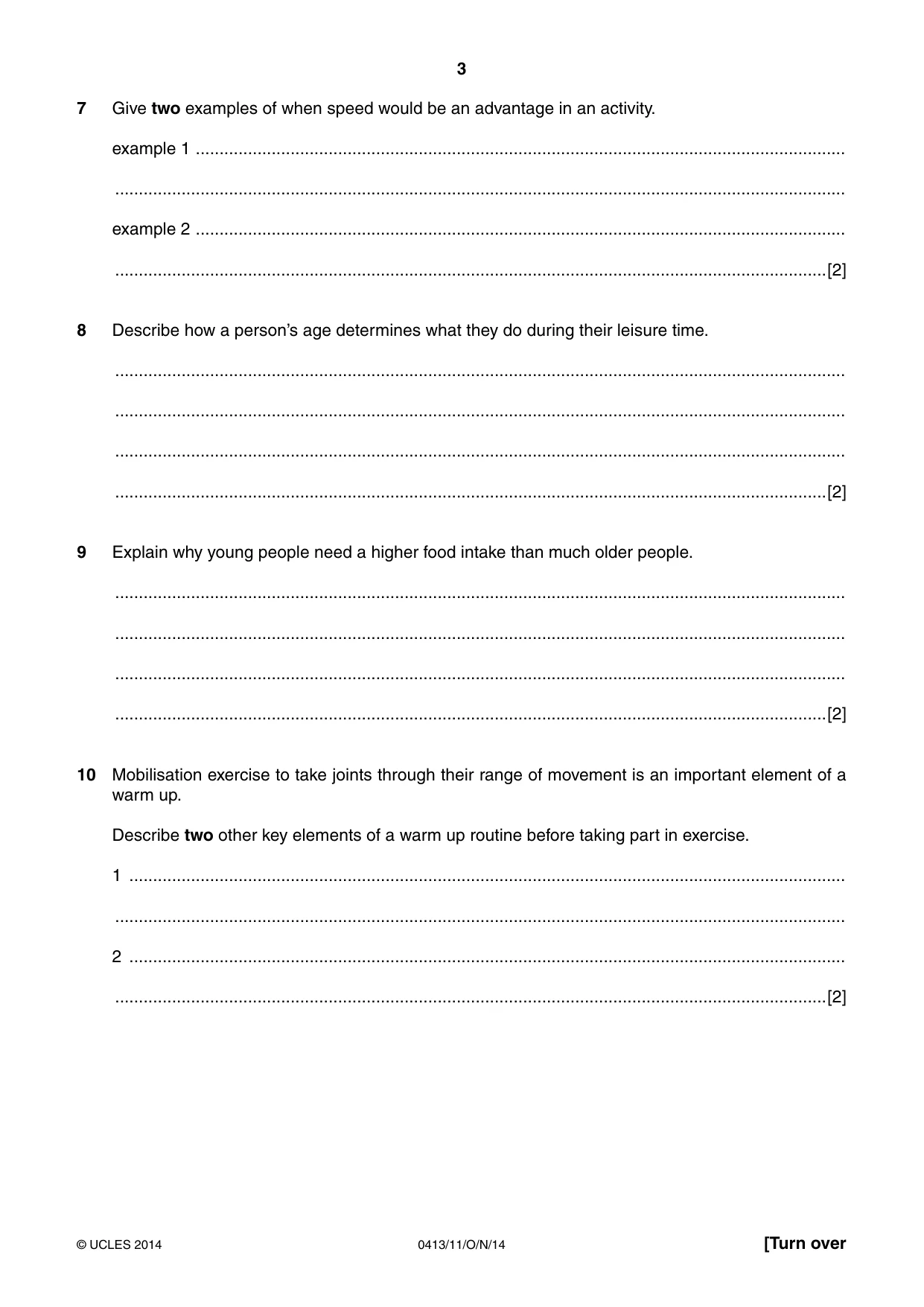 Cambridge IGCSE Physical Education 0413 2014 Oct/Nov Paper 1 · Variant 1 question paper, page 3 of 12