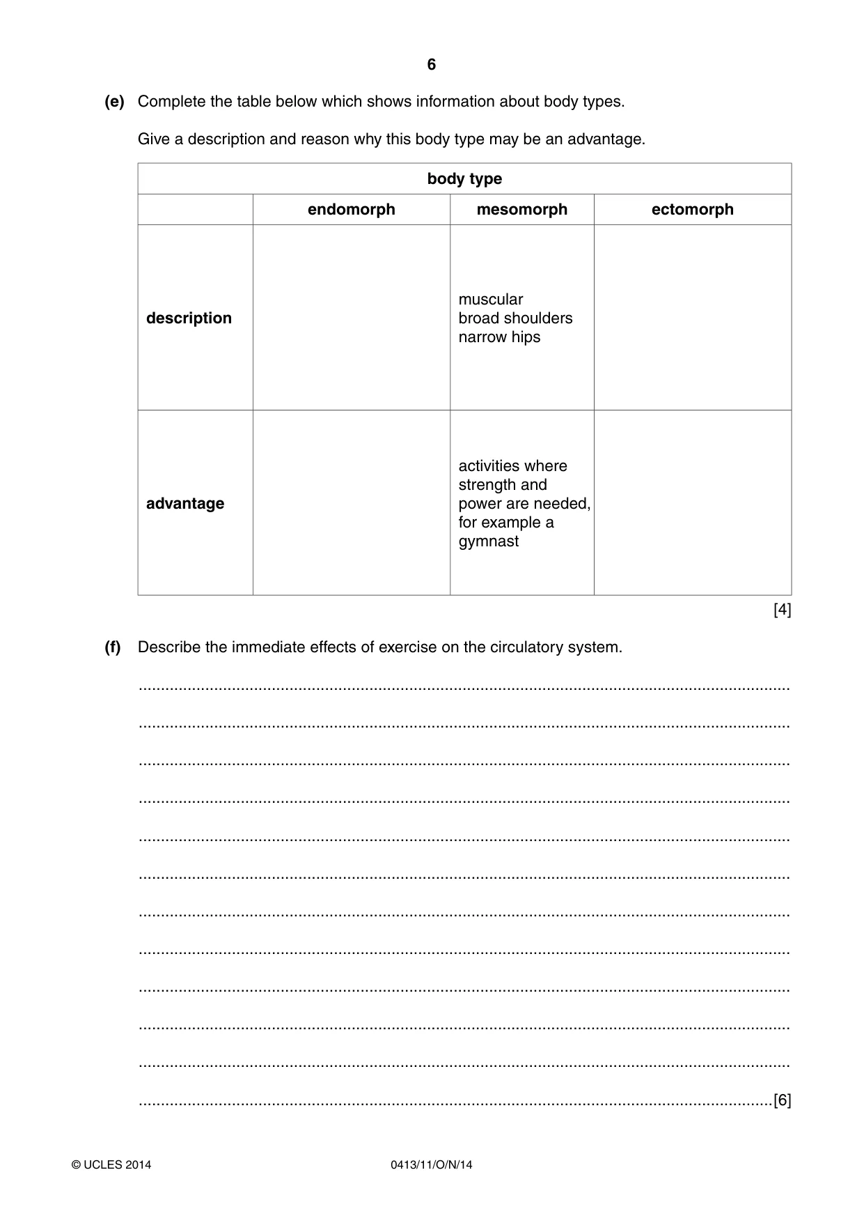 Cambridge IGCSE Physical Education 0413 2014 Oct/Nov Paper 1 · Variant 1 question paper, page 6 of 12