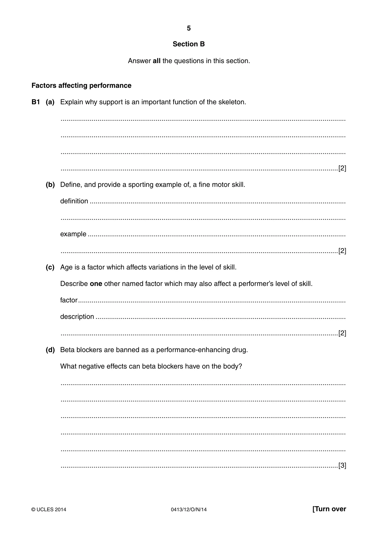 Cambridge IGCSE Physical Education 0413 2014 Oct/Nov Paper 1 · Variant 2 question paper, page 5 of 12