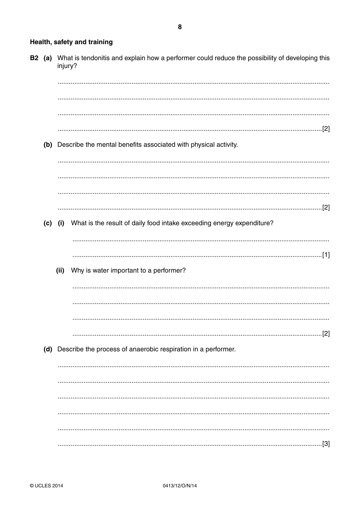 Cambridge IGCSE Physical Education 0413 2014 Oct/Nov Paper 1 · Variant 2 question paper, page 8 of 12