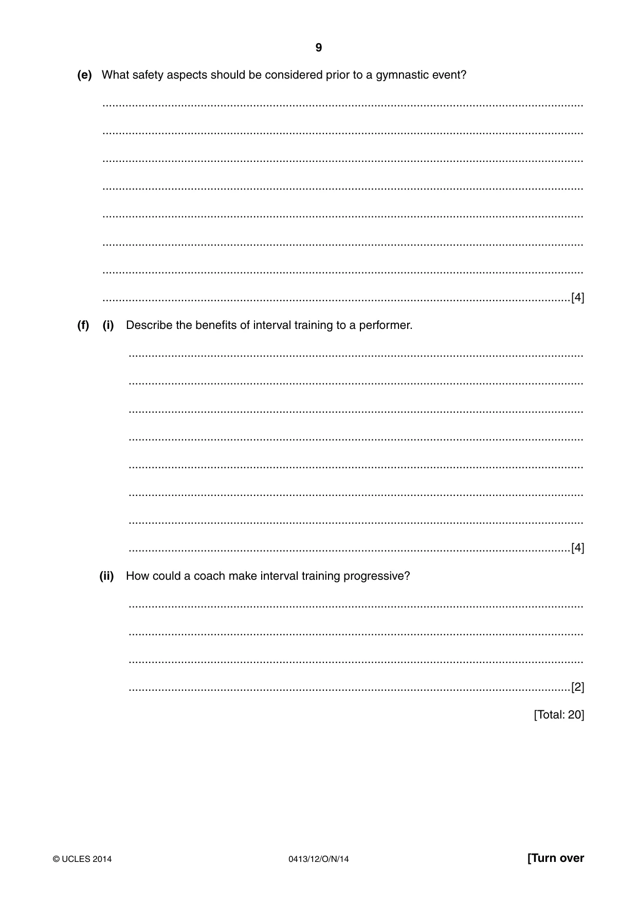 Cambridge IGCSE Physical Education 0413 2014 Oct/Nov Paper 1 · Variant 2 question paper, page 9 of 12