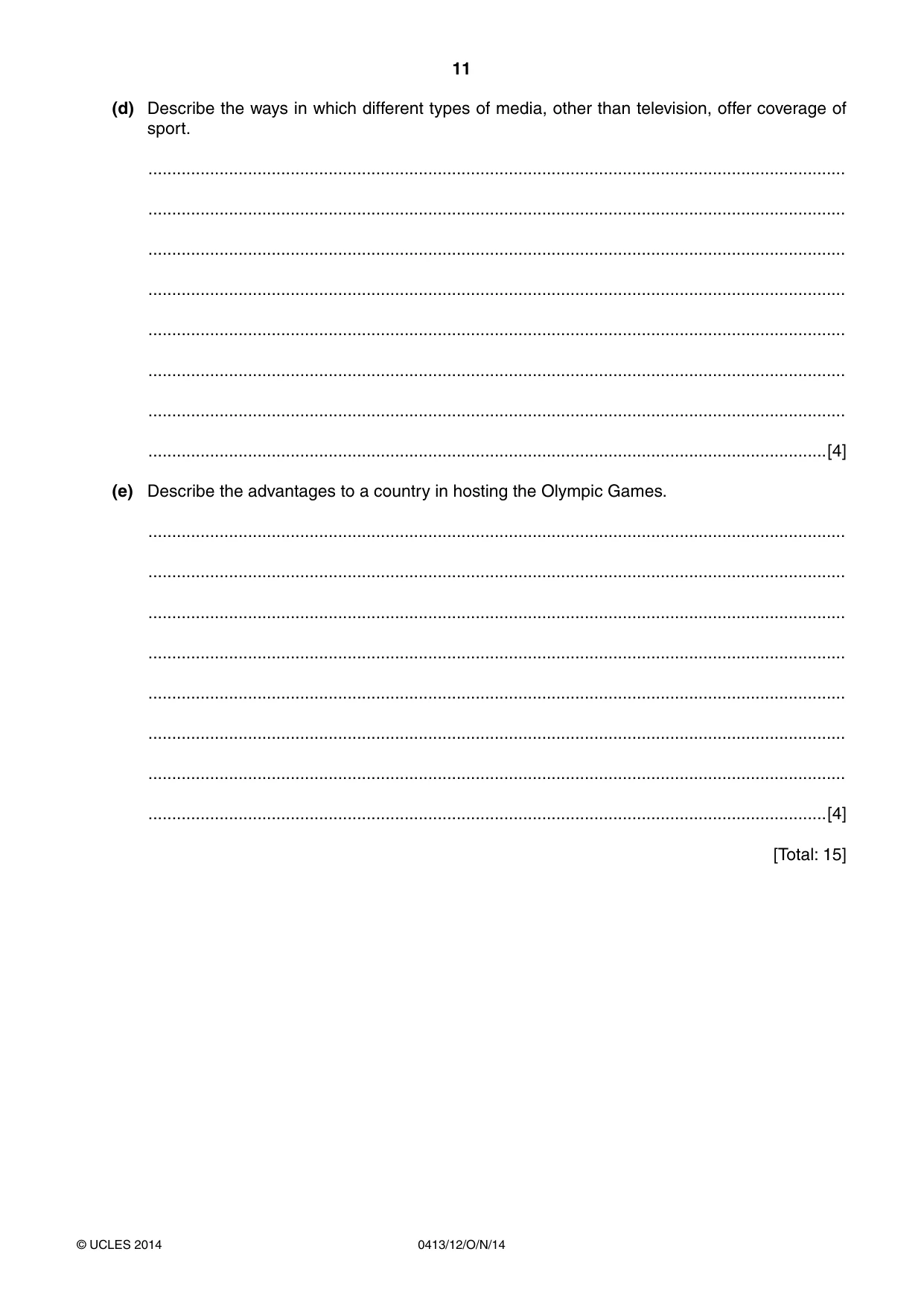 Cambridge IGCSE Physical Education 0413 2014 Oct/Nov Paper 1 · Variant 2 question paper, page 11 of 12
