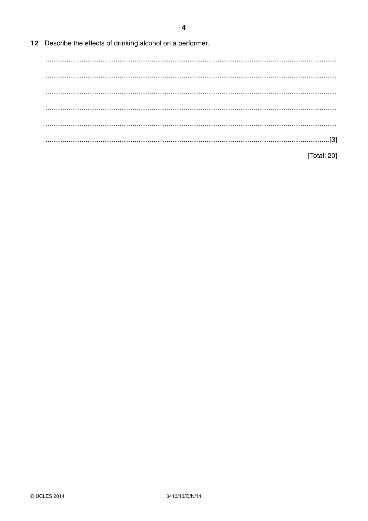 Cambridge IGCSE Physical Education 0413 2014 Oct/Nov Paper 1 · Variant 3 question paper, page 4 of 12