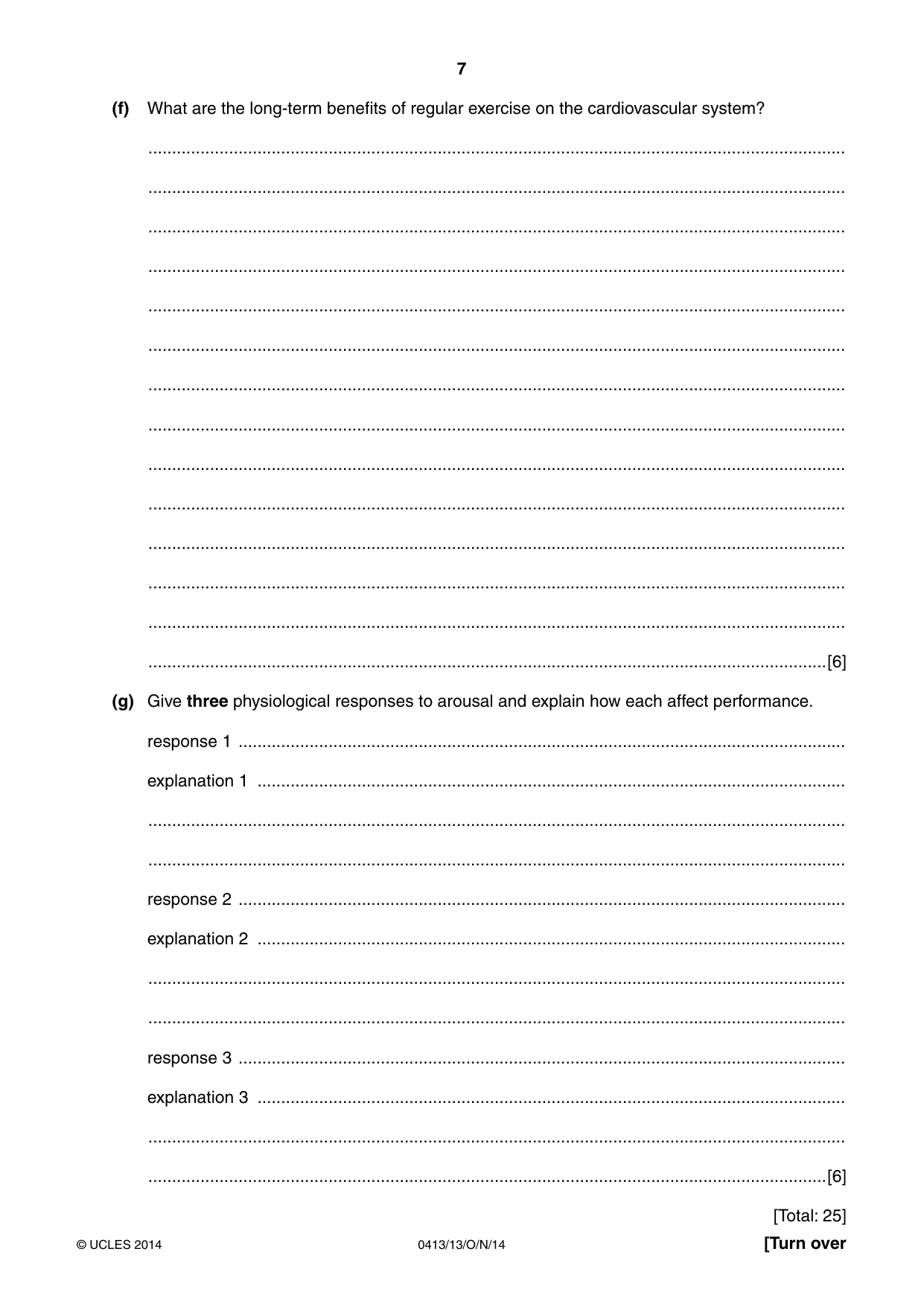 Cambridge IGCSE Physical Education 0413 2014 Oct/Nov Paper 1 · Variant 3 question paper, page 7 of 12