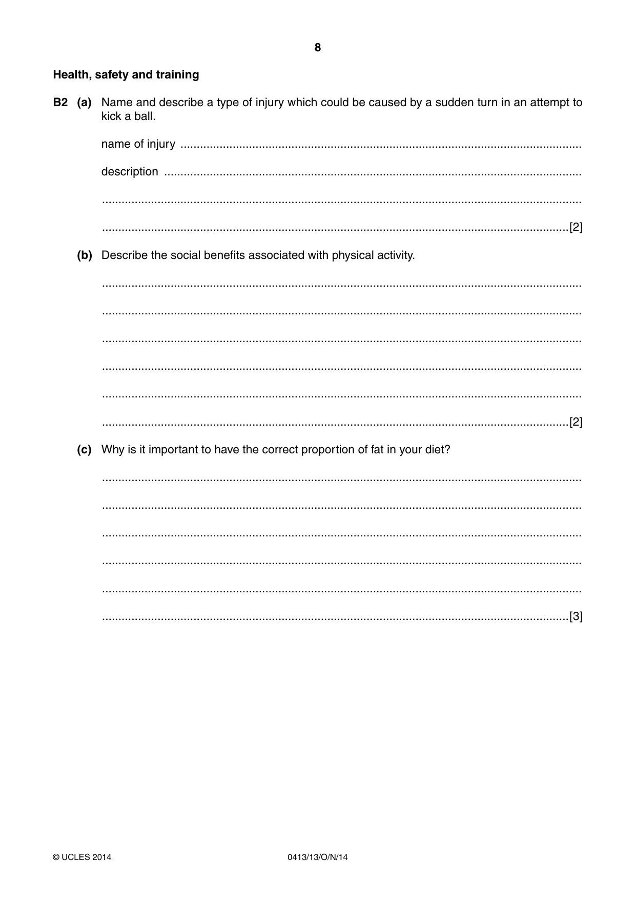 Cambridge IGCSE Physical Education 0413 2014 Oct/Nov Paper 1 · Variant 3 question paper, page 8 of 12