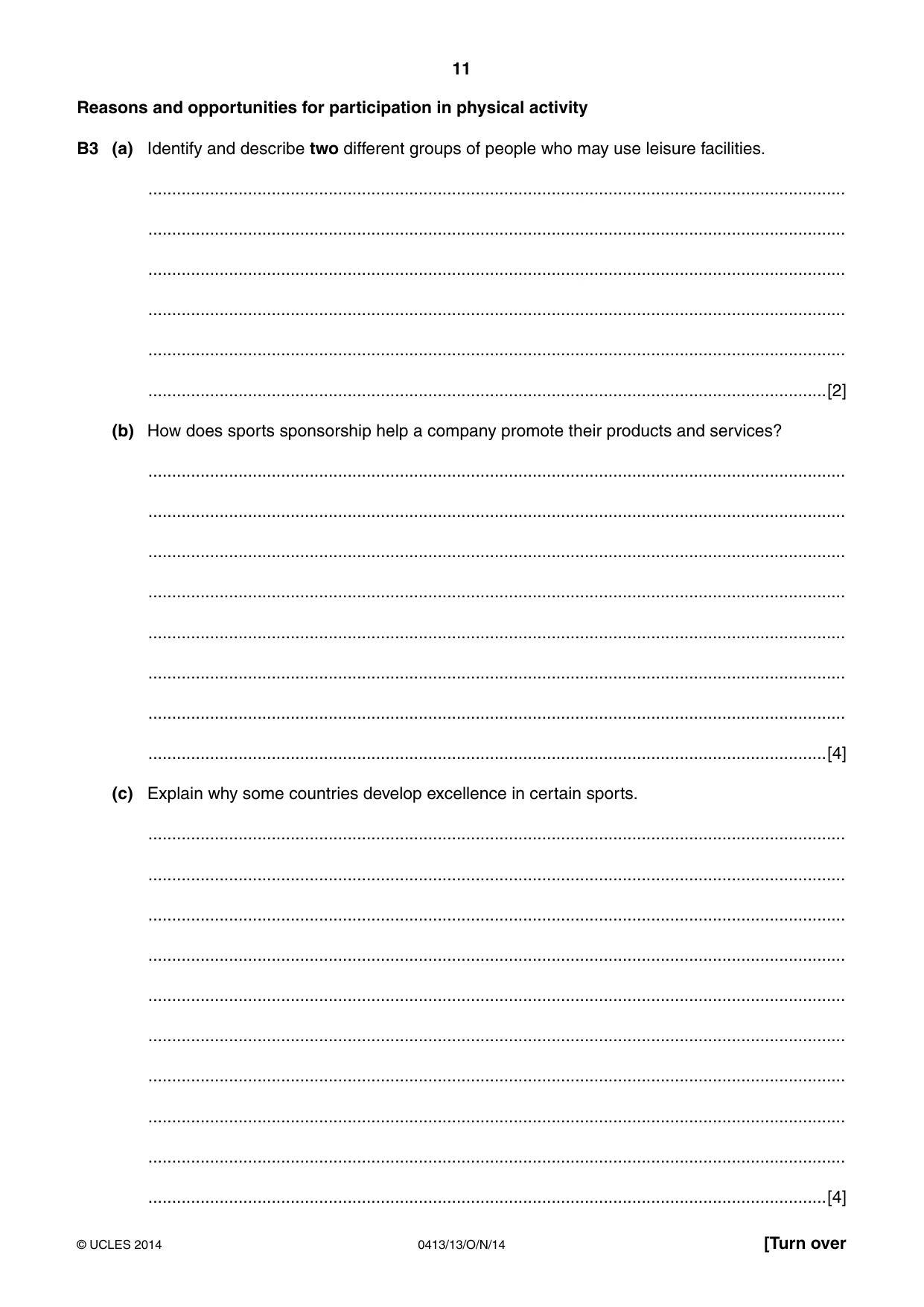 Cambridge IGCSE Physical Education 0413 2014 Oct/Nov Paper 1 · Variant 3 question paper, page 11 of 12