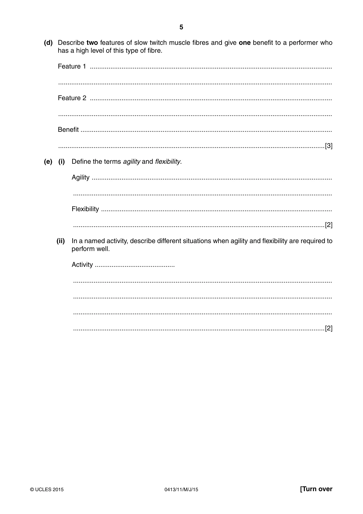 Cambridge IGCSE Physical Education 0413 2015 May/June Paper 1 · Variant 1 question paper, page 5 of 12