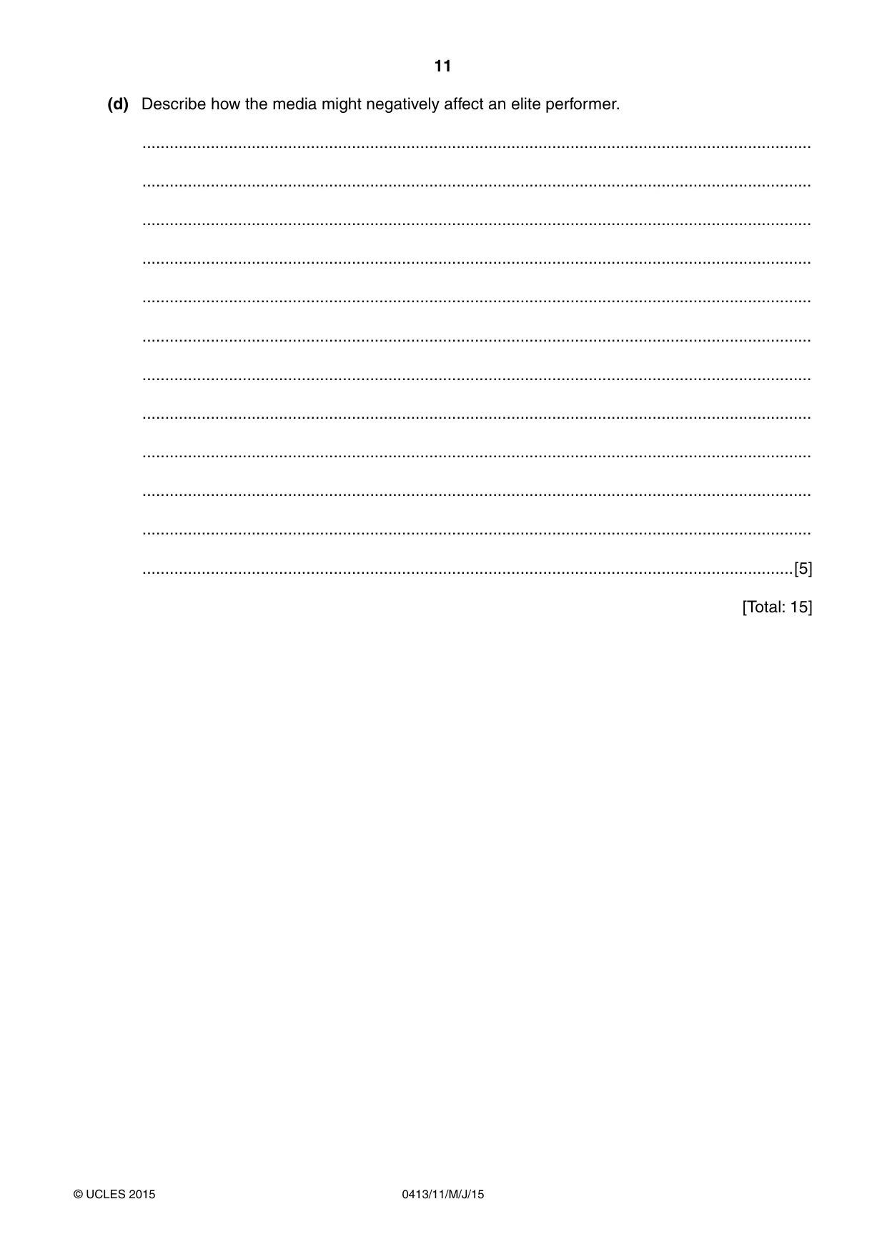 Cambridge IGCSE Physical Education 0413 2015 May/June Paper 1 · Variant 1 question paper, page 11 of 12