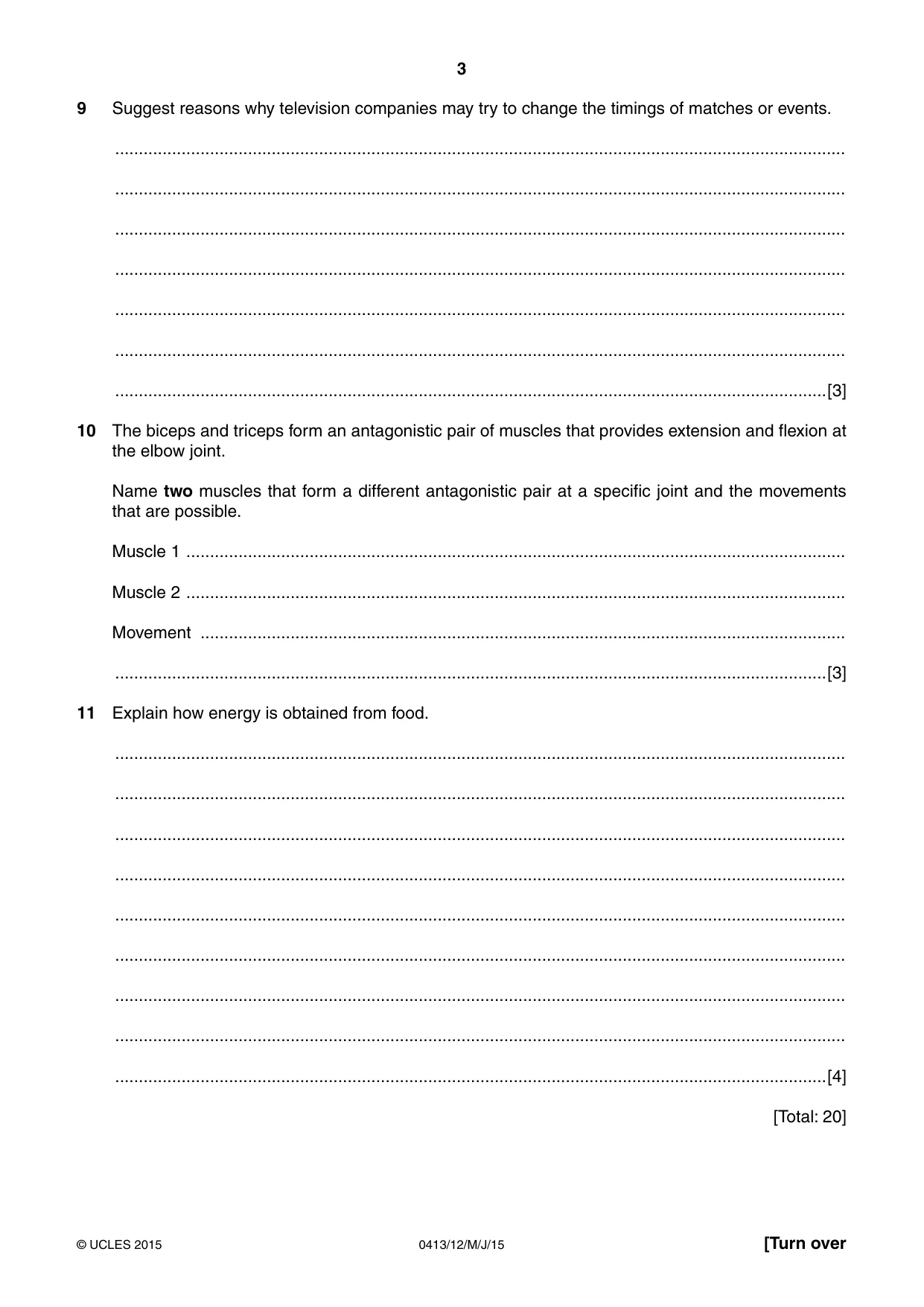 Cambridge IGCSE Physical Education 0413 2015 May/June Paper 1 · Variant 2 question paper, page 3 of 12