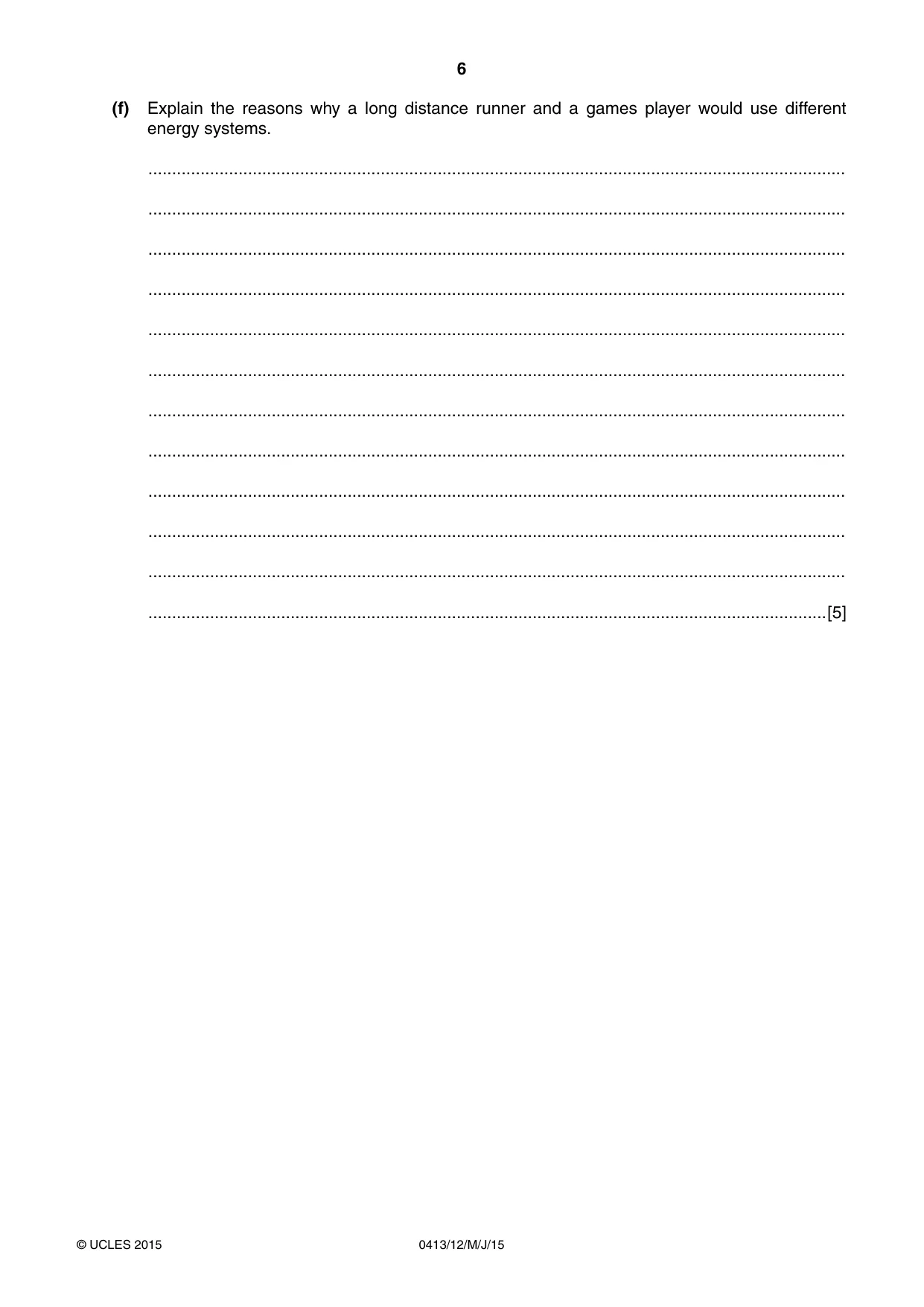 Cambridge IGCSE Physical Education 0413 2015 May/June Paper 1 · Variant 2 question paper, page 6 of 12