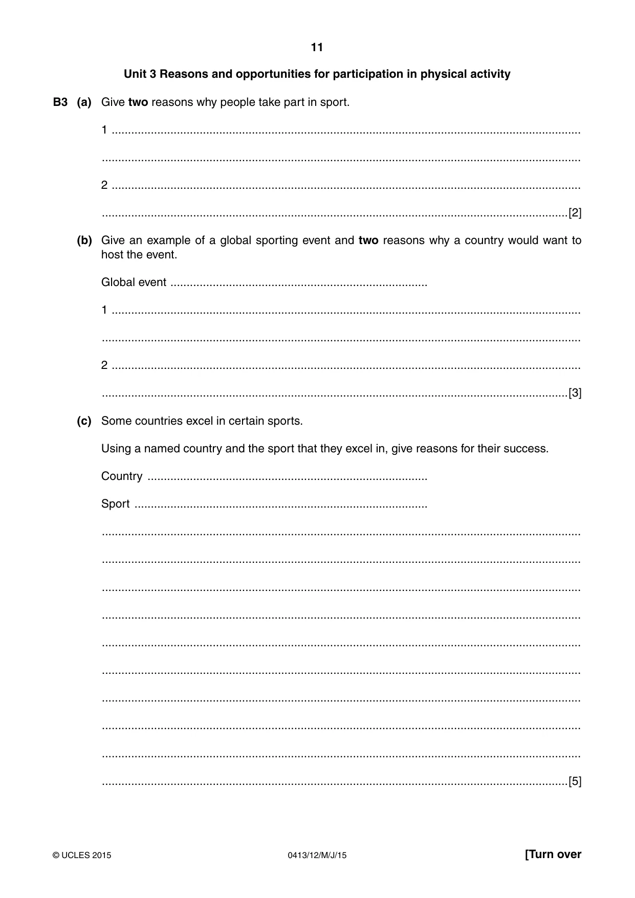 Cambridge IGCSE Physical Education 0413 2015 May/June Paper 1 · Variant 2 question paper, page 11 of 12