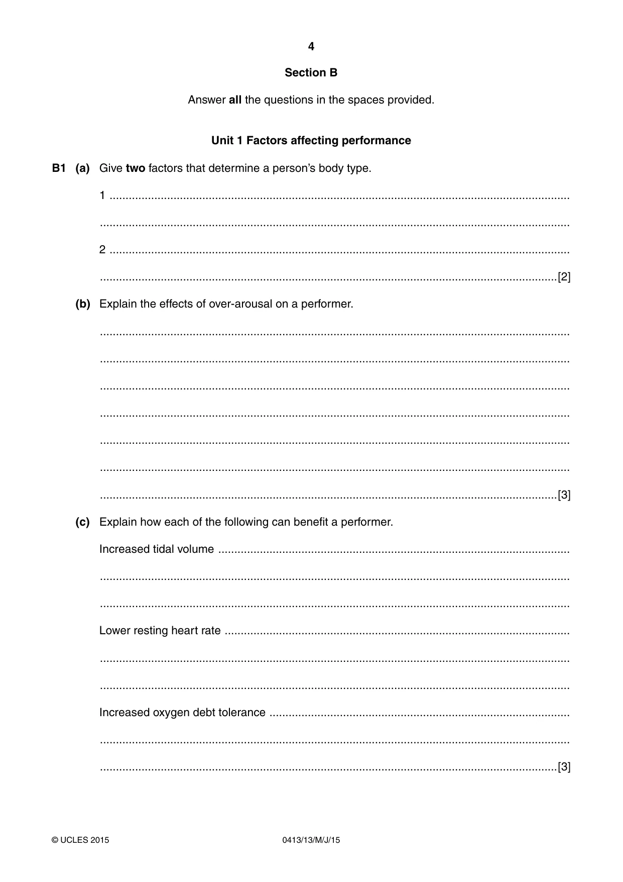 Cambridge IGCSE Physical Education 0413 2015 May/June Paper 1 · Variant 3 question paper, page 4 of 12