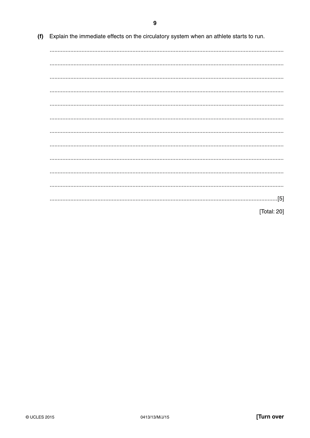 Cambridge IGCSE Physical Education 0413 2015 May/June Paper 1 · Variant 3 question paper, page 9 of 12