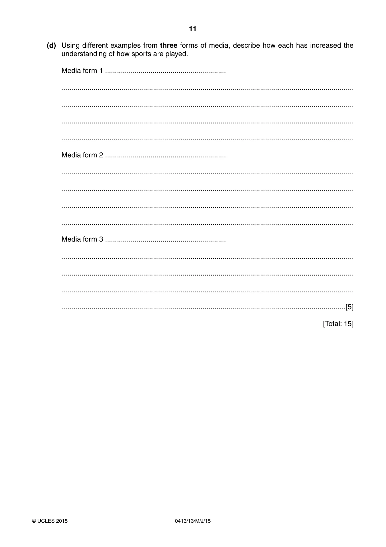 Cambridge IGCSE Physical Education 0413 2015 May/June Paper 1 · Variant 3 question paper, page 11 of 12