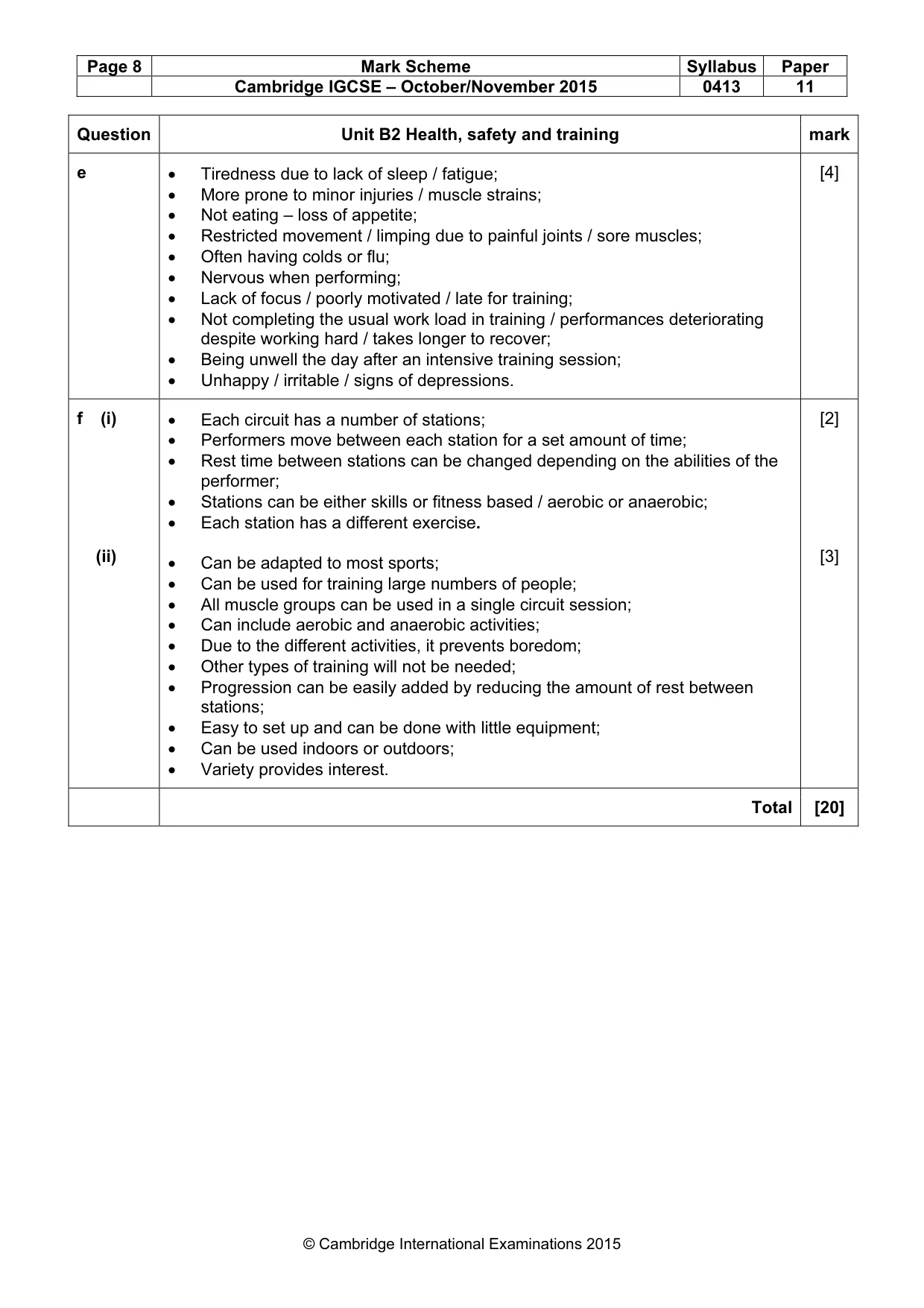 Mark scheme, page 8 of 9