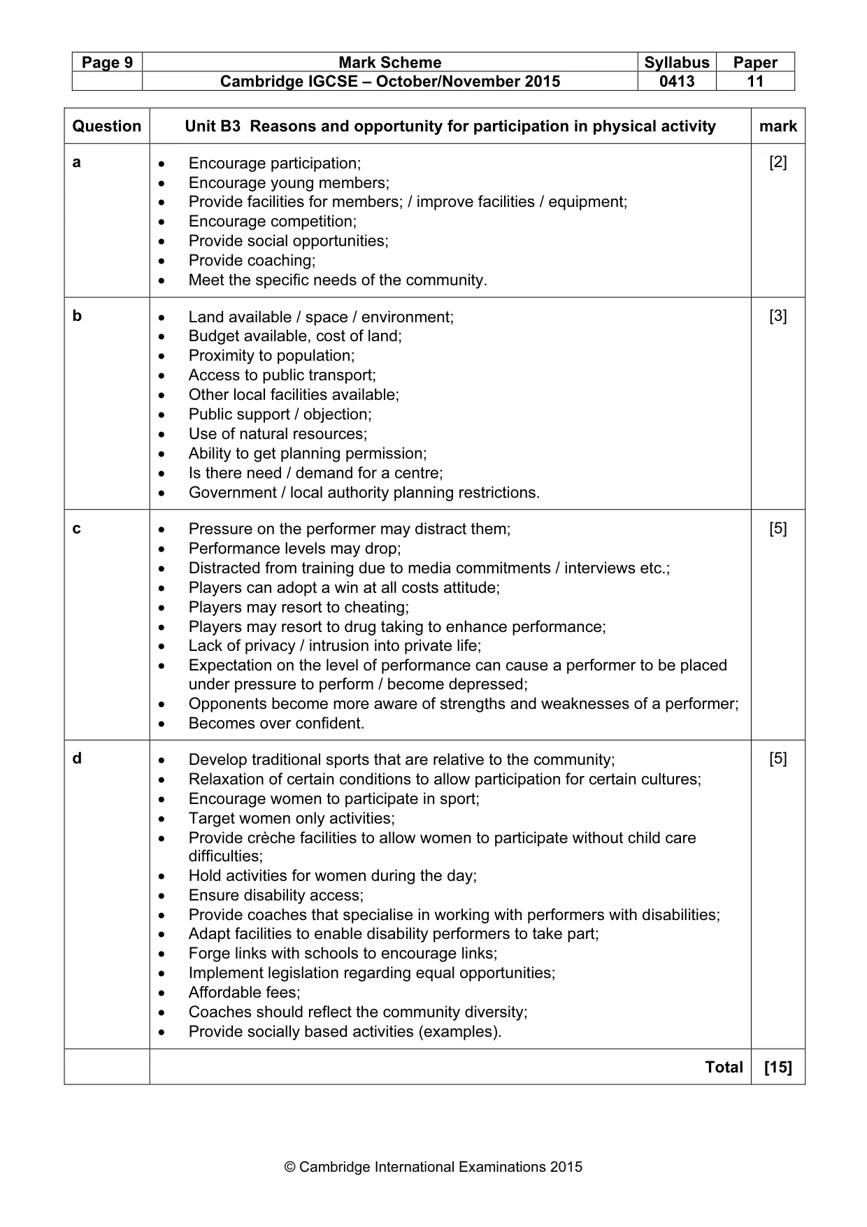 Mark scheme, page 9 of 9
