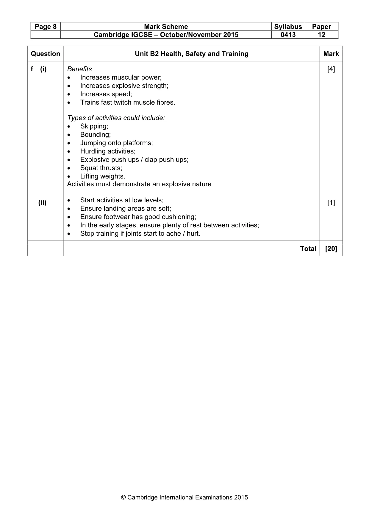 Mark scheme, page 8 of 9