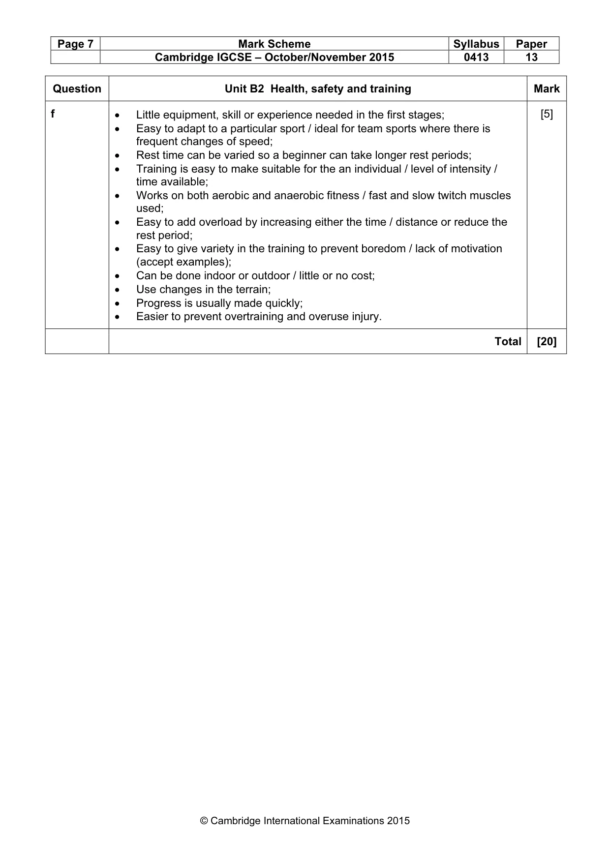 Mark scheme, page 7 of 9