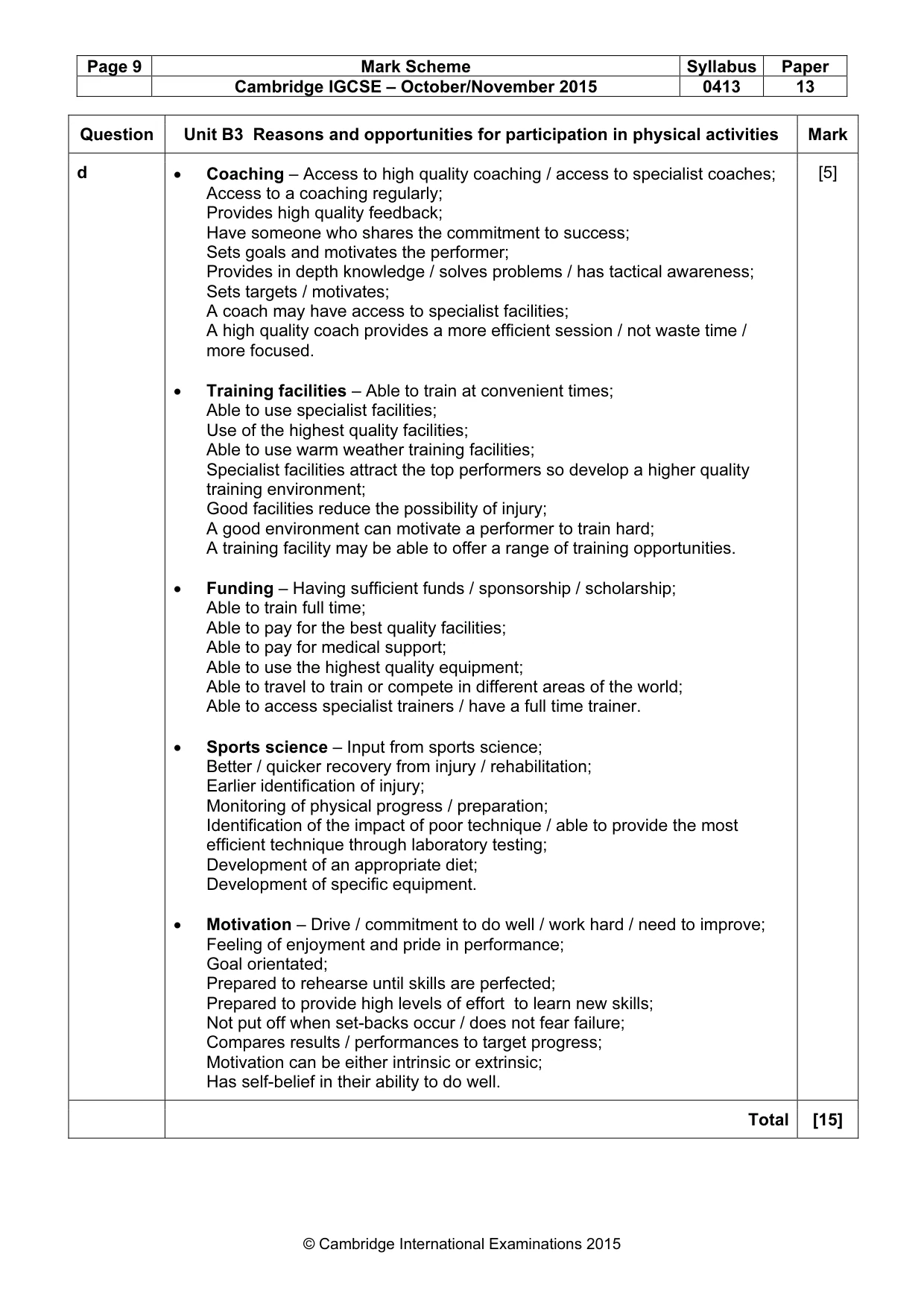 Mark scheme, page 9 of 9