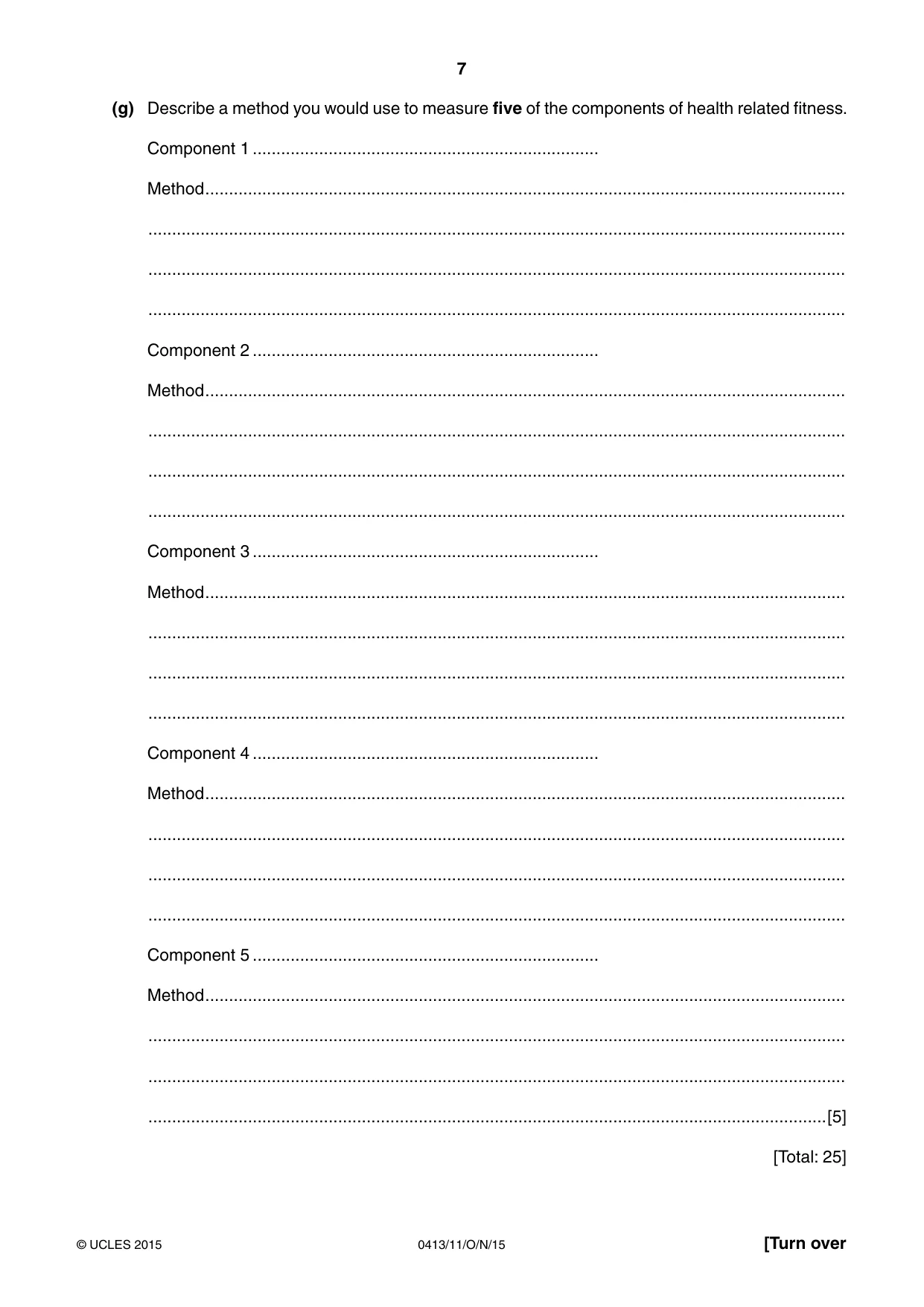Cambridge IGCSE Physical Education 0413 2015 Oct/Nov Paper 1 · Variant 1 question paper, page 7 of 12