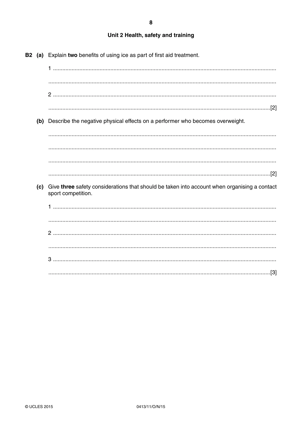 Cambridge IGCSE Physical Education 0413 2015 Oct/Nov Paper 1 · Variant 1 question paper, page 8 of 12