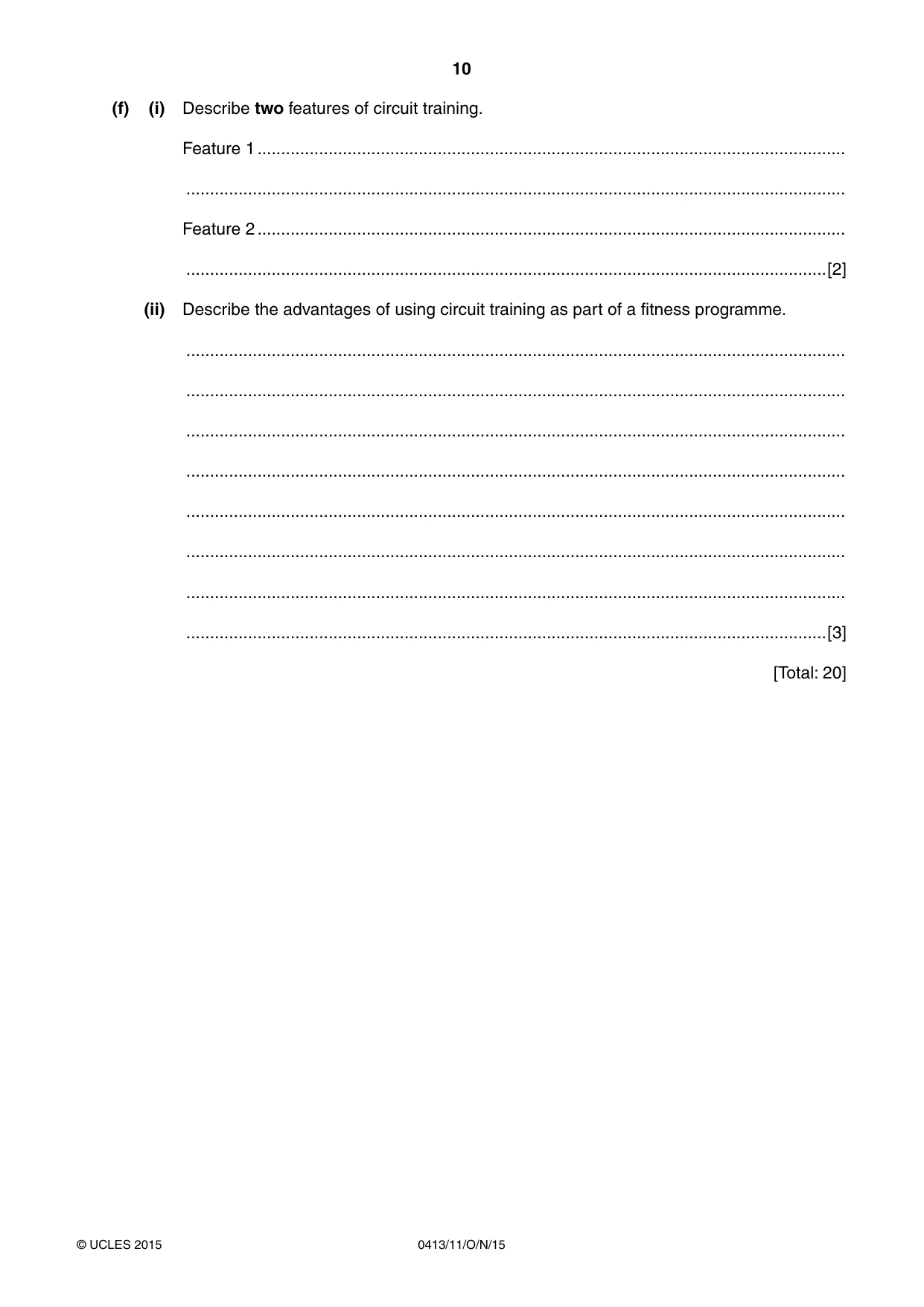 Cambridge IGCSE Physical Education 0413 2015 Oct/Nov Paper 1 · Variant 1 question paper, page 10 of 12