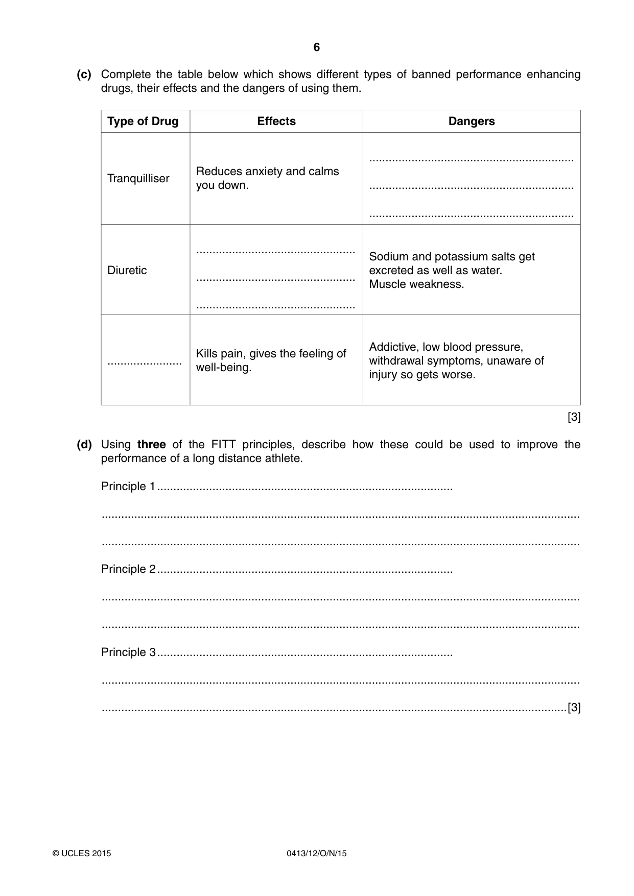 Cambridge IGCSE Physical Education 0413 2015 Oct/Nov Paper 1 · Variant 2 question paper, page 6 of 12