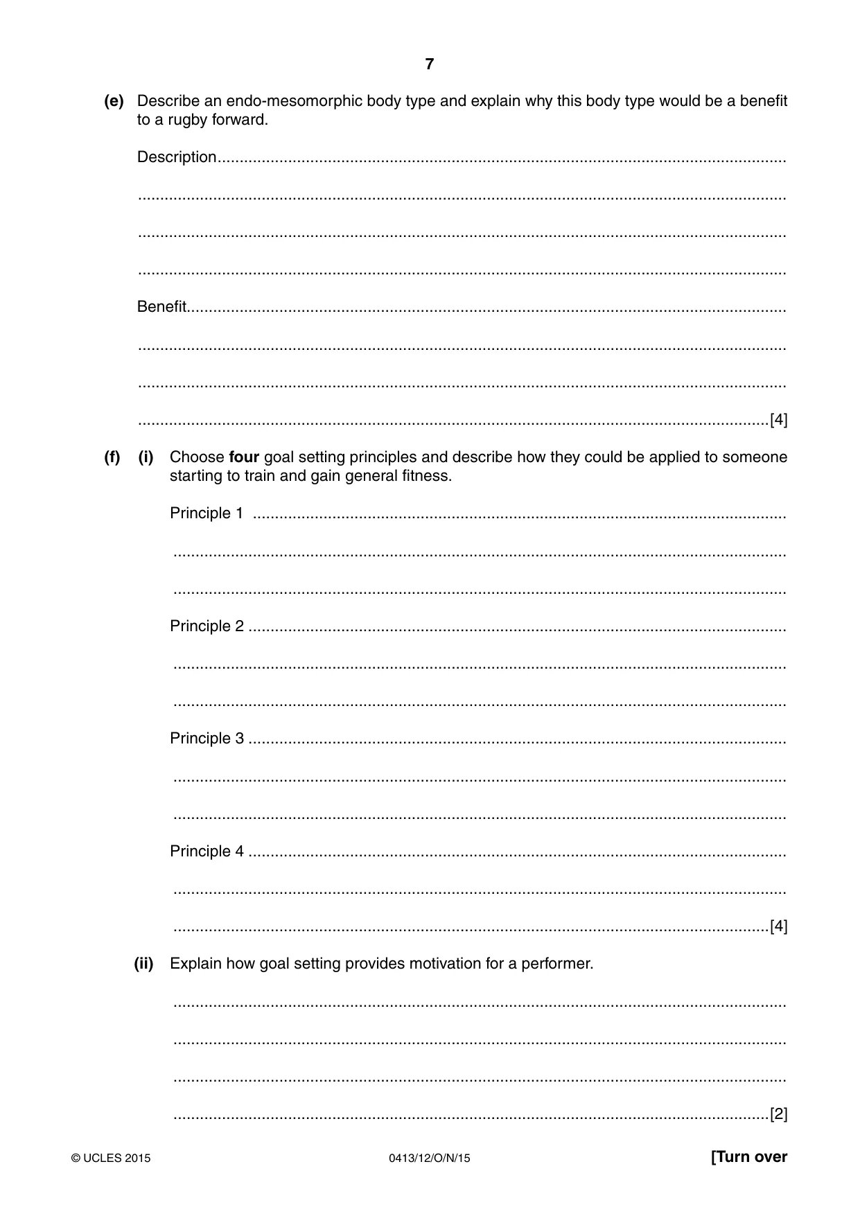 Cambridge IGCSE Physical Education 0413 2015 Oct/Nov Paper 1 · Variant 2 question paper, page 7 of 12
