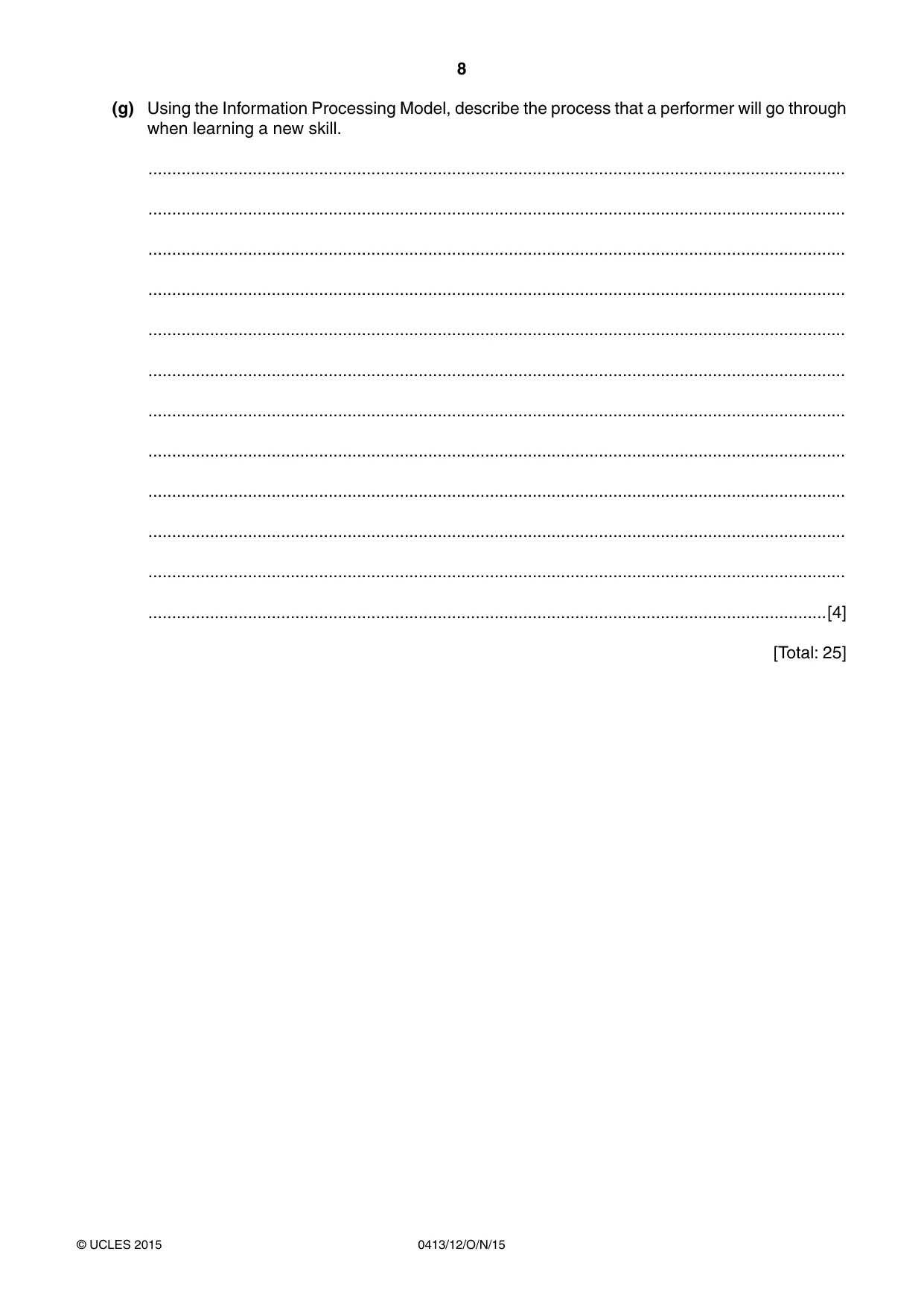 Cambridge IGCSE Physical Education 0413 2015 Oct/Nov Paper 1 · Variant 2 question paper, page 8 of 12
