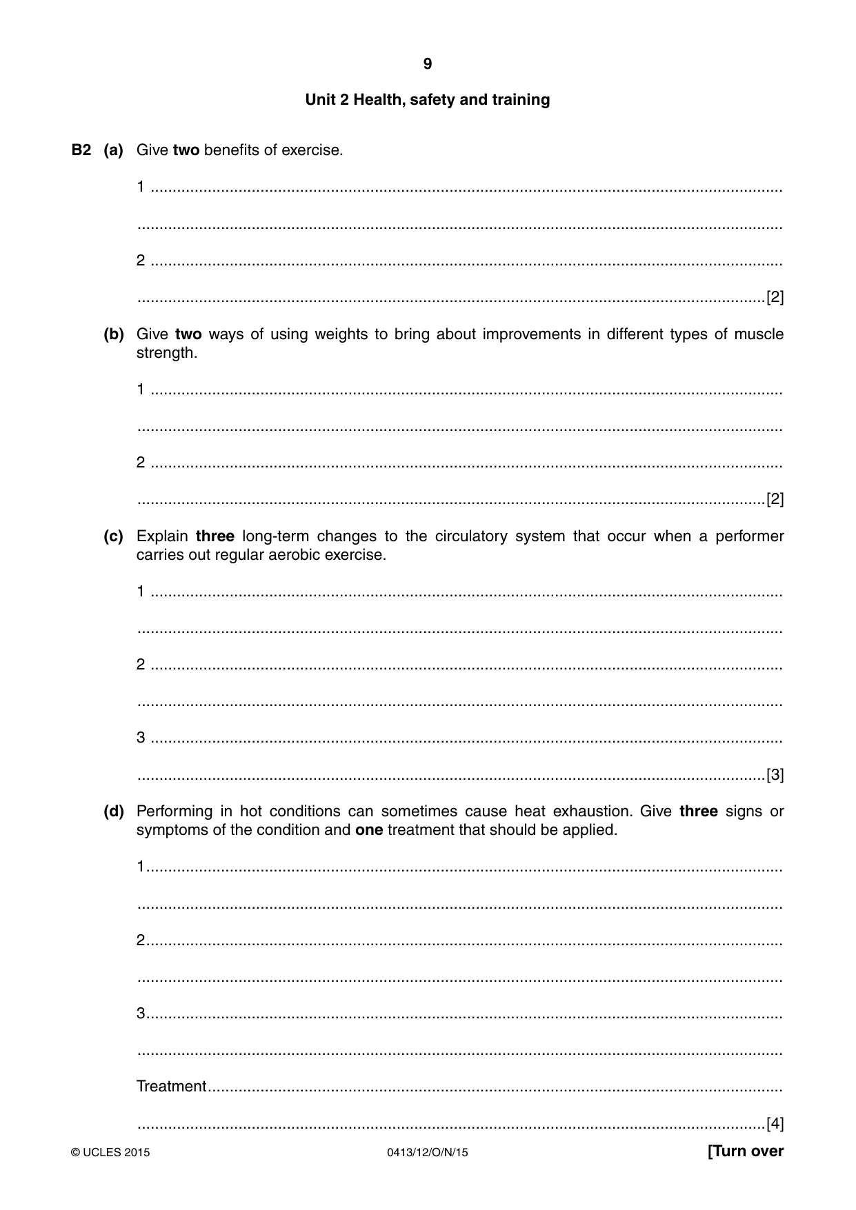 Cambridge IGCSE Physical Education 0413 2015 Oct/Nov Paper 1 · Variant 2 question paper, page 9 of 12