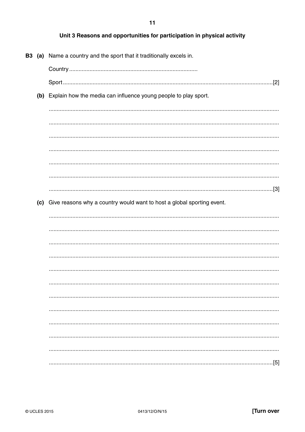 Cambridge IGCSE Physical Education 0413 2015 Oct/Nov Paper 1 · Variant 2 question paper, page 11 of 12