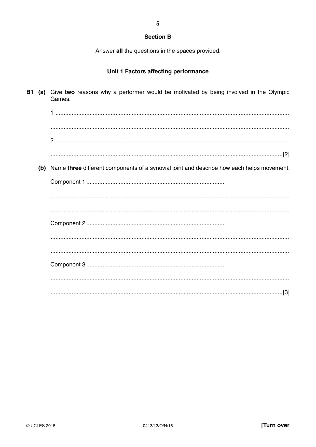 Cambridge IGCSE Physical Education 0413 2015 Oct/Nov Paper 1 · Variant 3 question paper, page 5 of 12