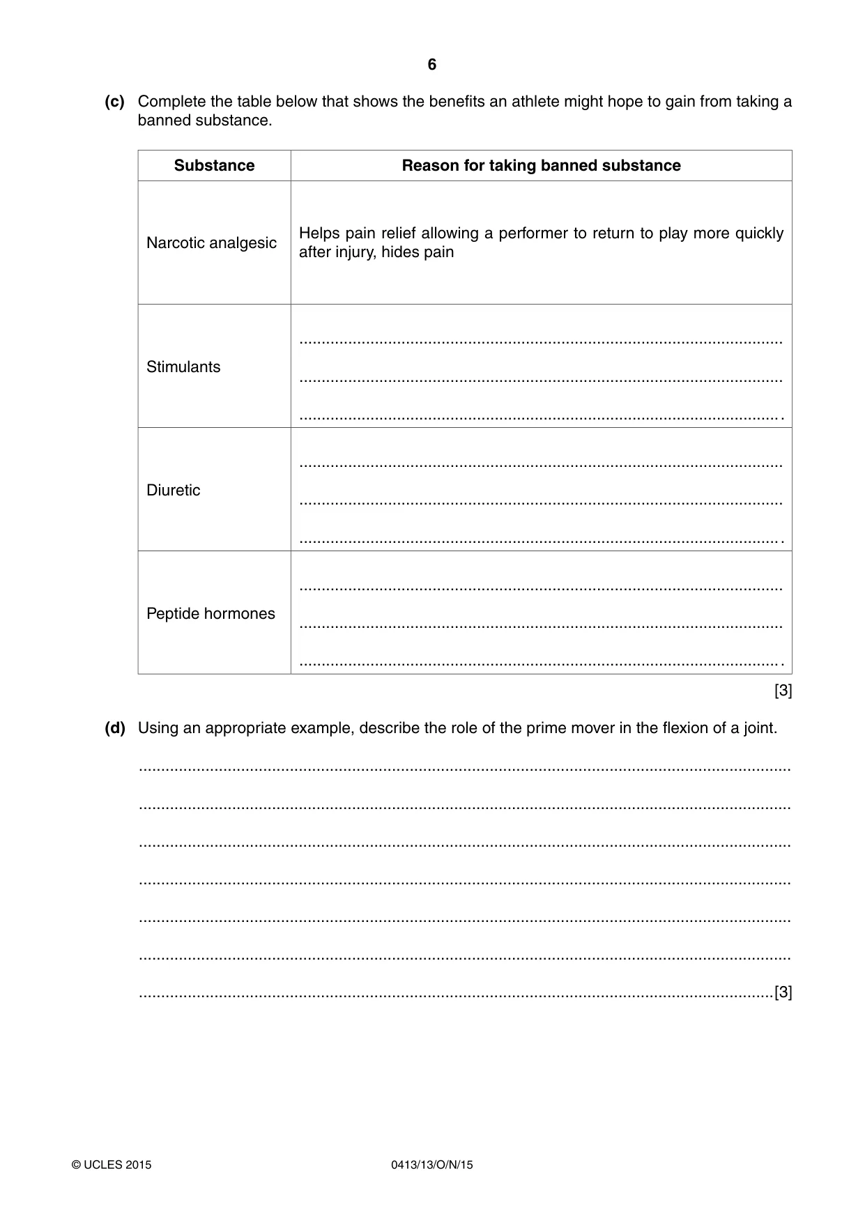 Cambridge IGCSE Physical Education 0413 2015 Oct/Nov Paper 1 · Variant 3 question paper, page 6 of 12