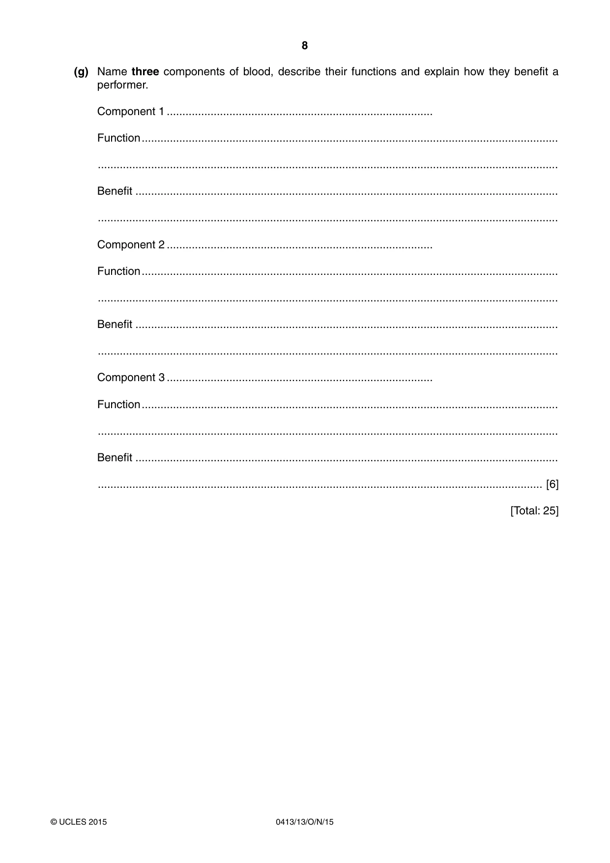 Cambridge IGCSE Physical Education 0413 2015 Oct/Nov Paper 1 · Variant 3 question paper, page 8 of 12