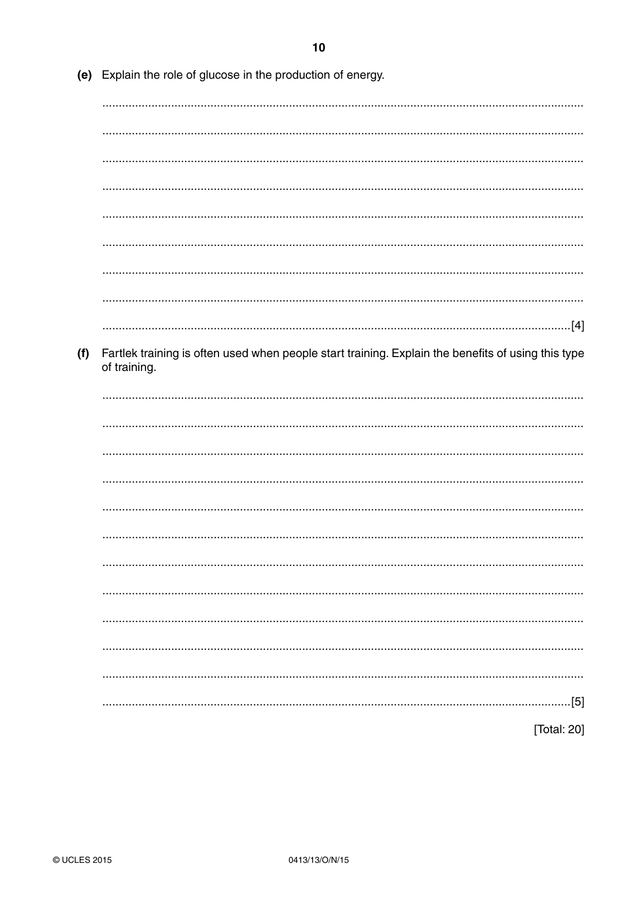 Cambridge IGCSE Physical Education 0413 2015 Oct/Nov Paper 1 · Variant 3 question paper, page 10 of 12