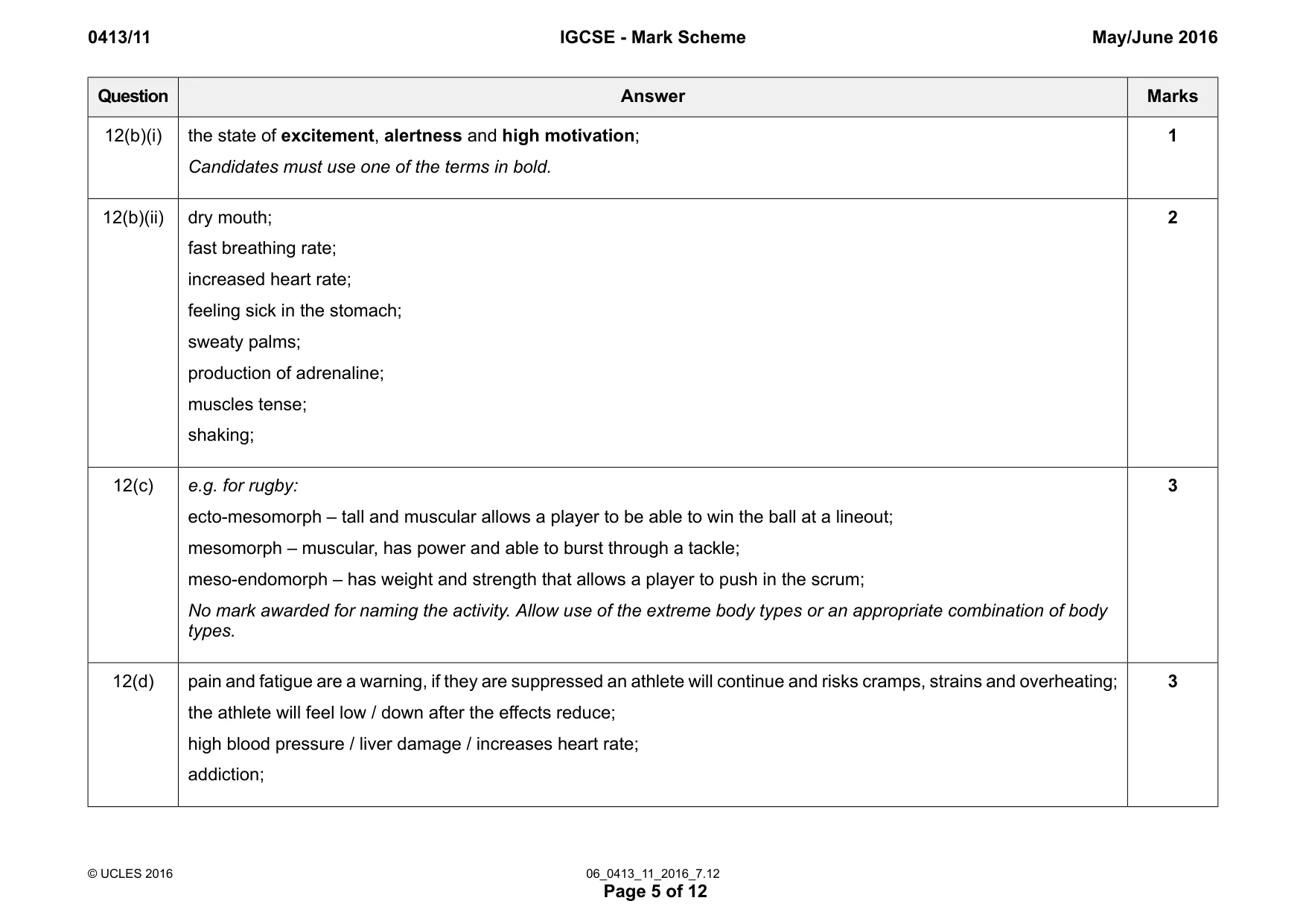 Mark scheme, page 5 of 12