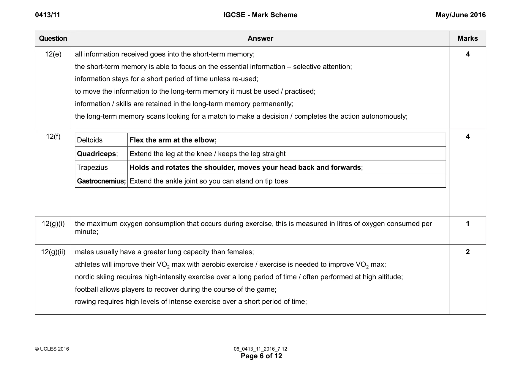 Mark scheme, page 6 of 12