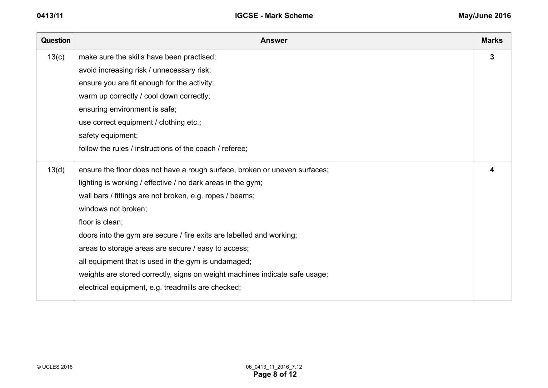 Mark scheme, page 8 of 12