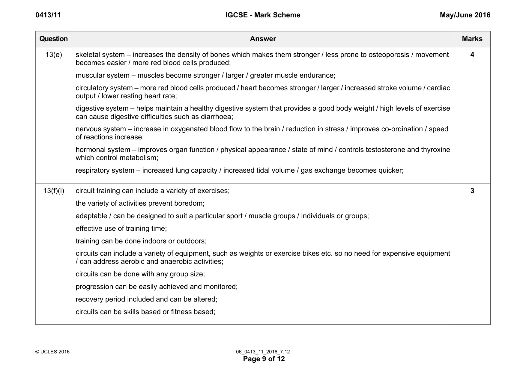 Mark scheme, page 9 of 12
