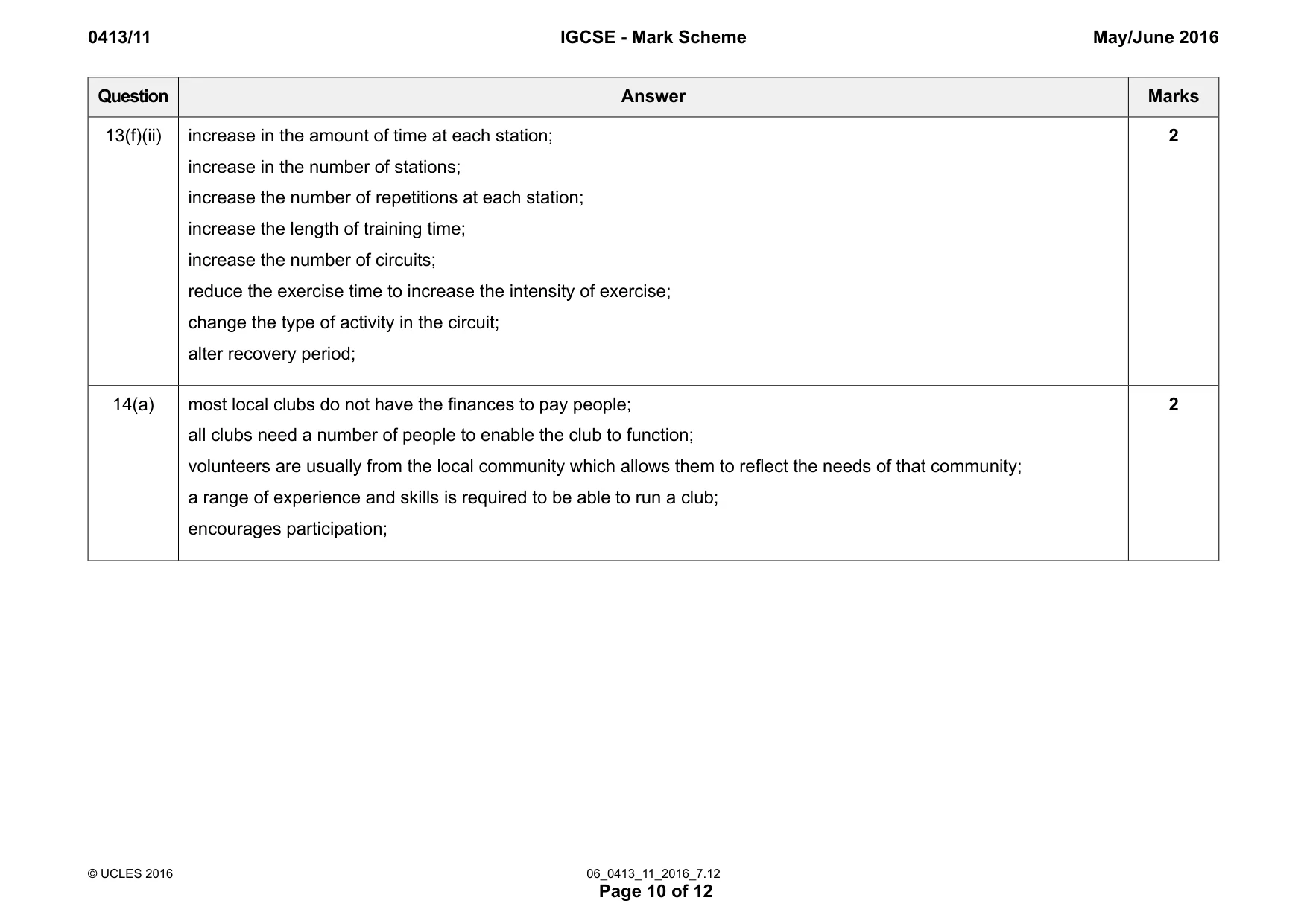 Mark scheme, page 10 of 12