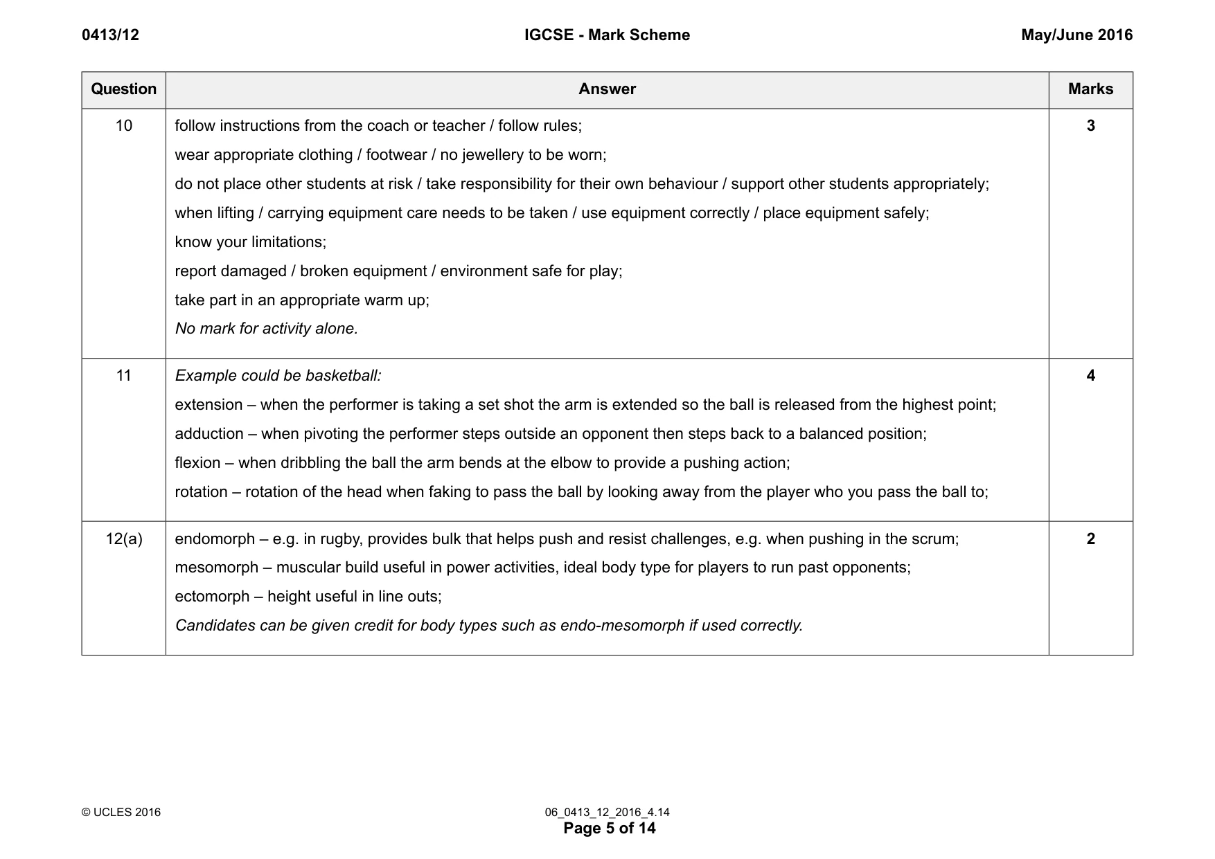 Mark scheme, page 5 of 14