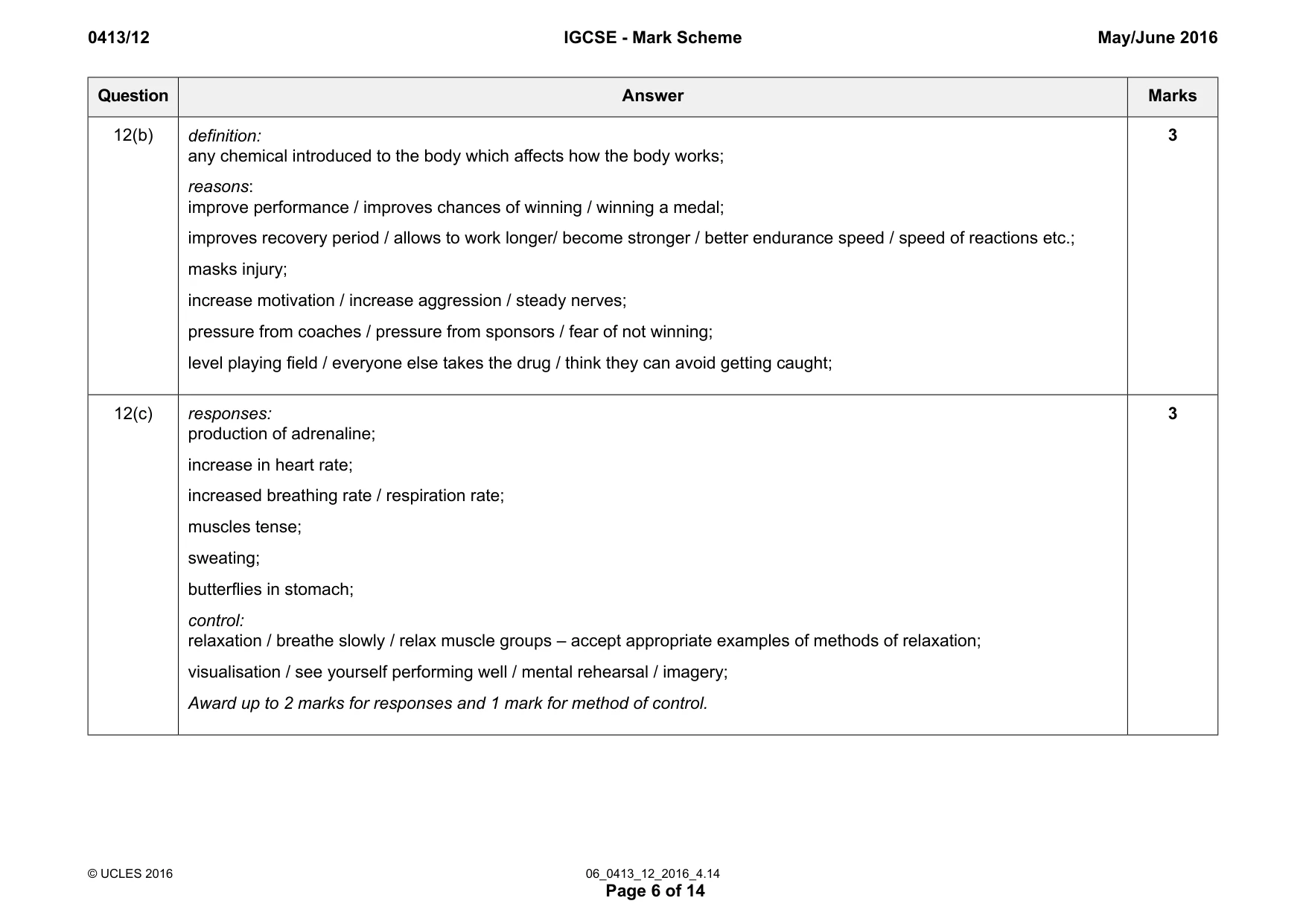 Mark scheme, page 6 of 14