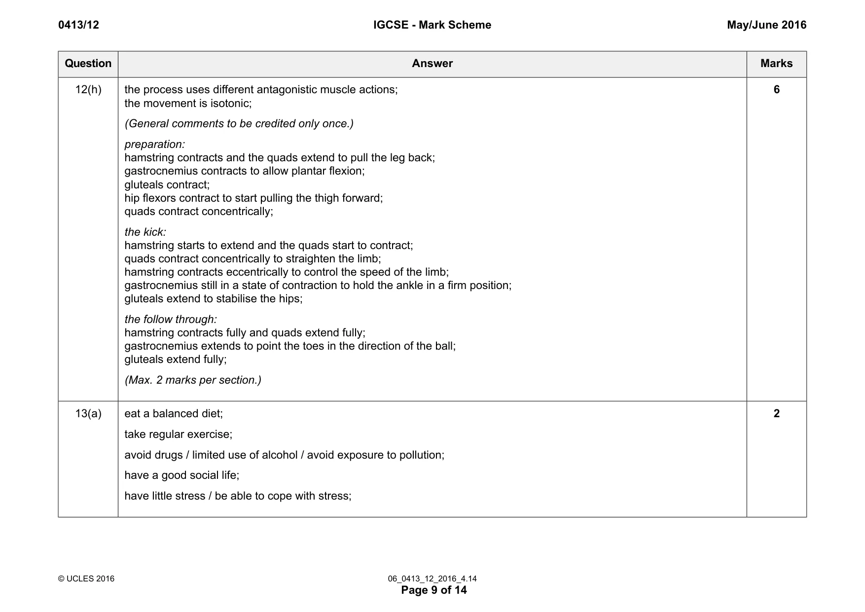 Mark scheme, page 9 of 14